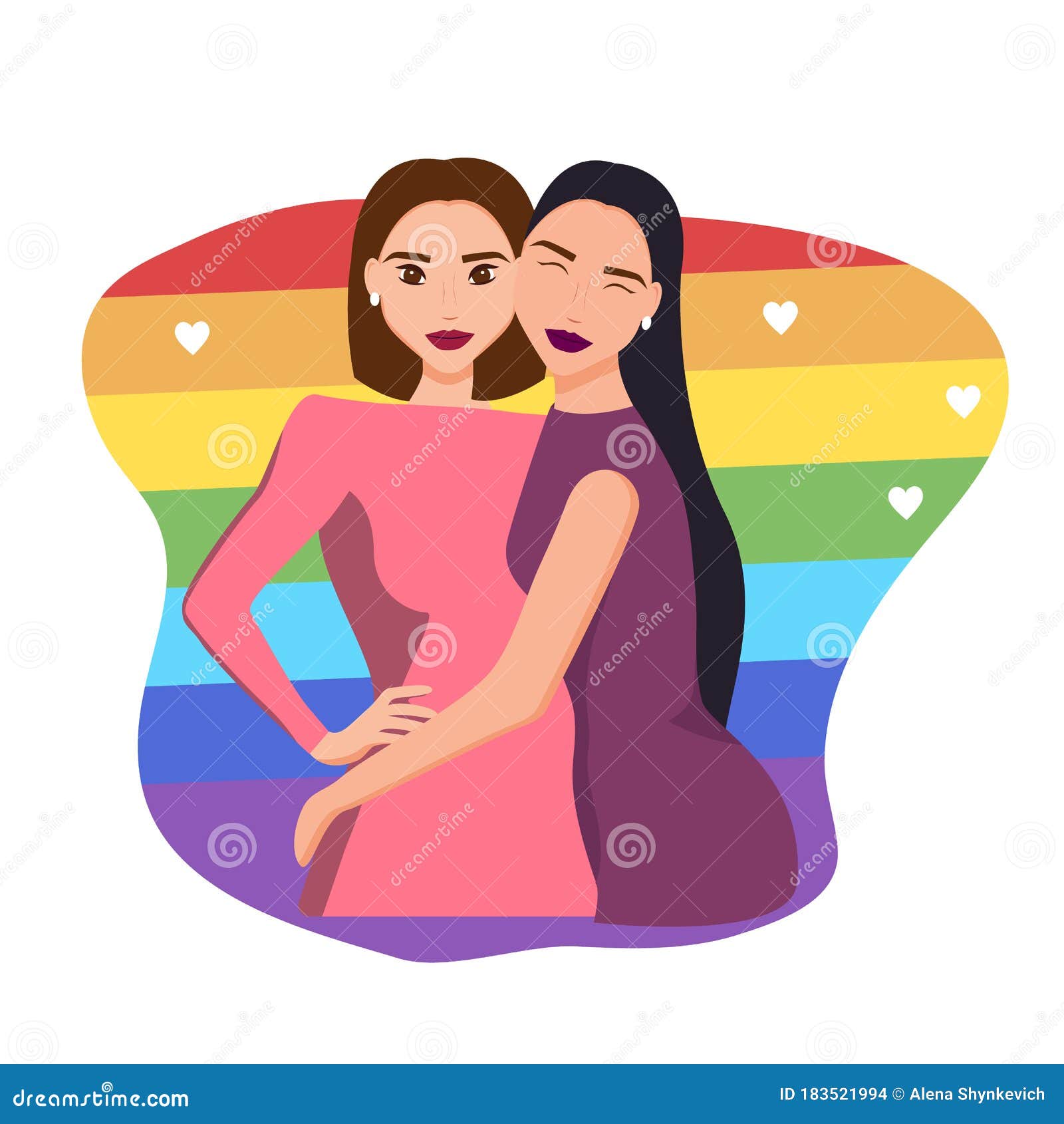 Feliz Pareja Gay De La Familia Lesbiana. Tres Mujeres Abrazándose. Mujeres  Enamoradas. Esposa Y Esposa Juntos. Vector De Dibujos a Stock de  ilustración - Ilustración de socio, lindo: 183521994