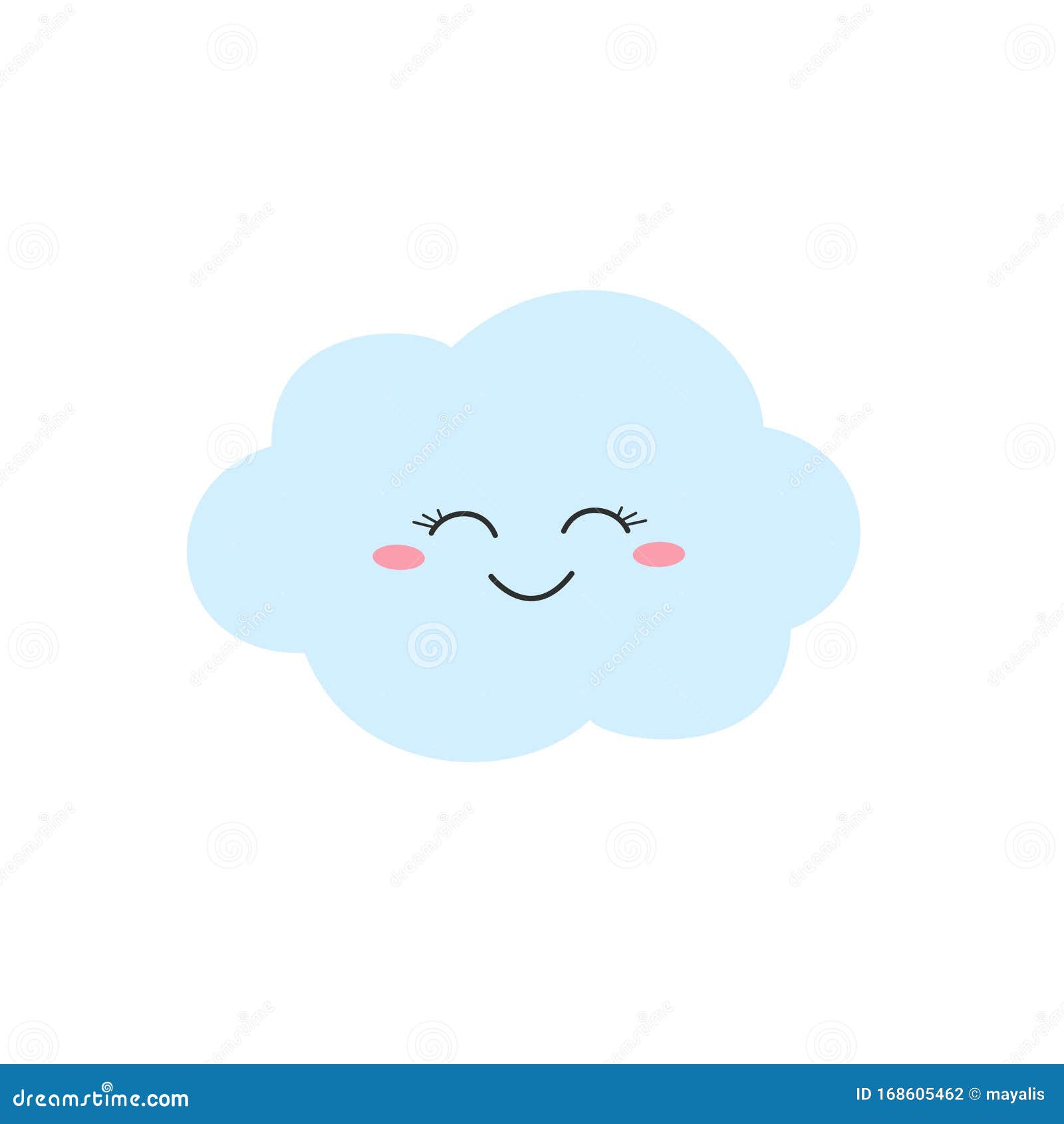Feliz Personaje De La Nube De Dibujos Animados En Estilo Plano Ilustración  del Vector - Ilustración de resorte, blanco: 168605462