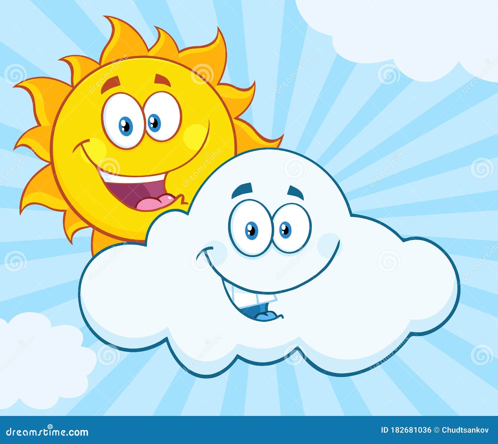 Feliz Sol De Verano Y Sonrientes Personajes De Caricatura De La Mascota