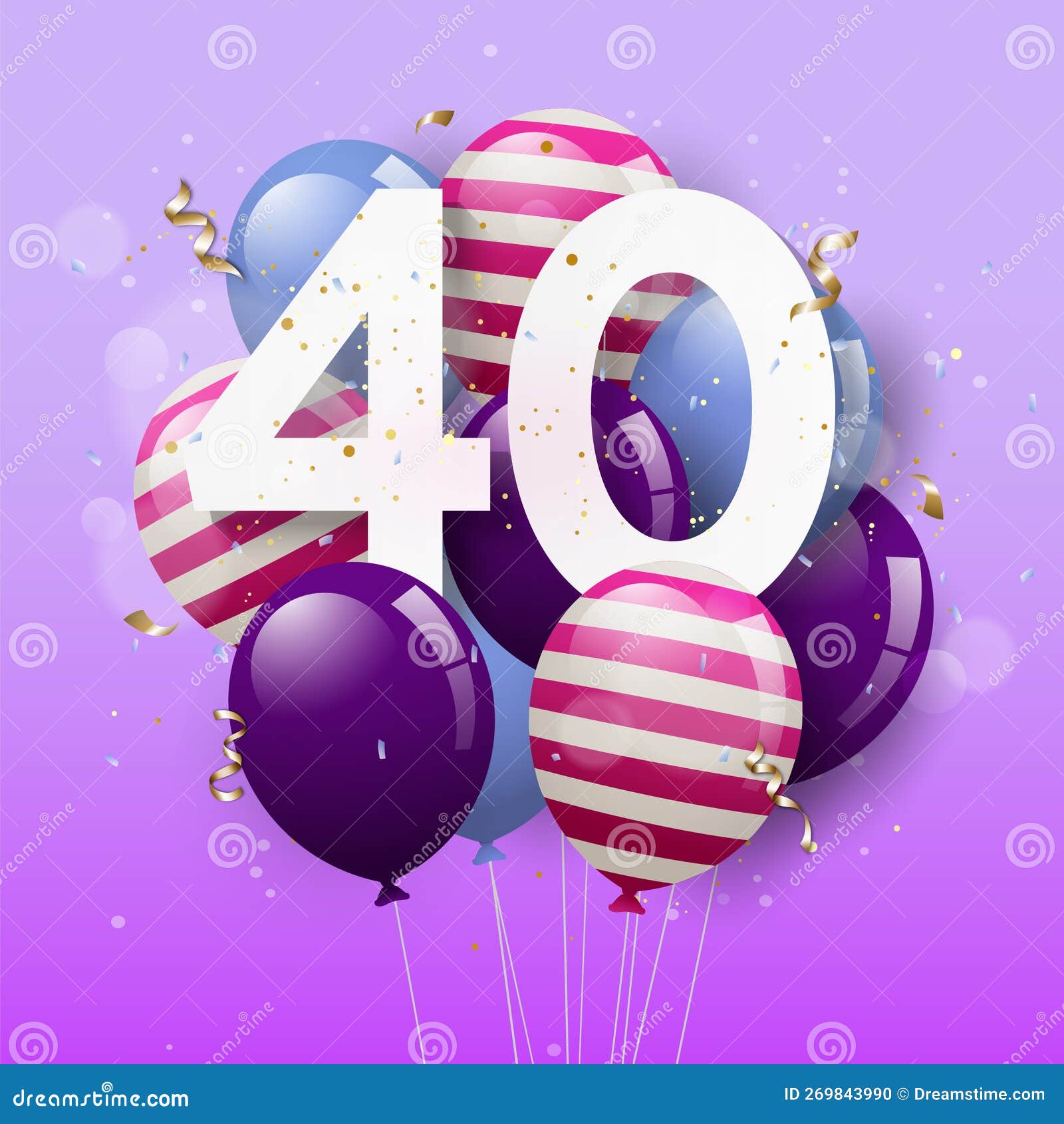 Feliz Tarjeta De Felicitación De 40 Años Con Globos 40 Años