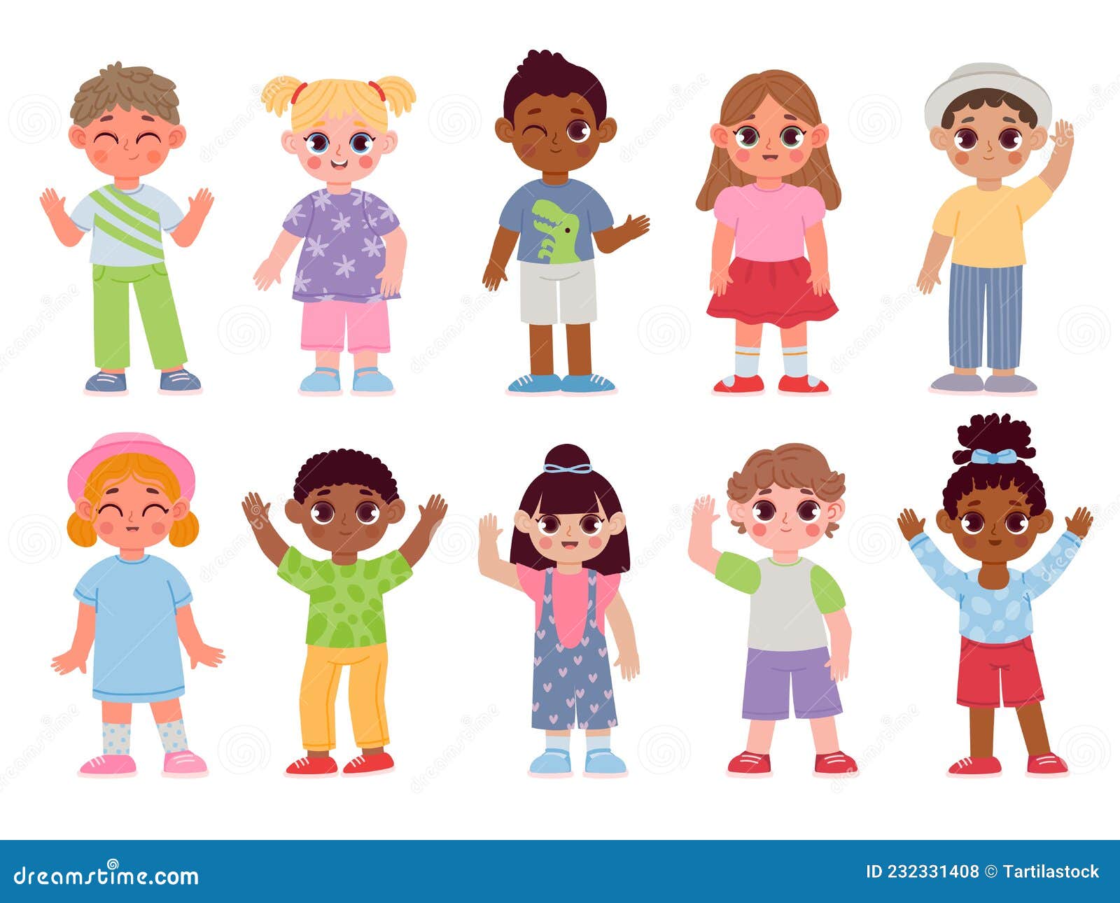 Feliz Y Diverso Personaje De Niños Saludando Y Saludando. Dibujos Animados Para Niños Y Niñas Con Gestos De Adiós O Hola Ilustración del Vector - Ilustración de sonrisa, manera: 232331408 Feliz Y Diverso Personaje De Niños Saludando Y Saludando. Dibujos Animados Para Niños Y Niñas Con Gestos De Adiós O Hola Ilustración del Vector - Ilustración de sonrisa, manera: 232331408