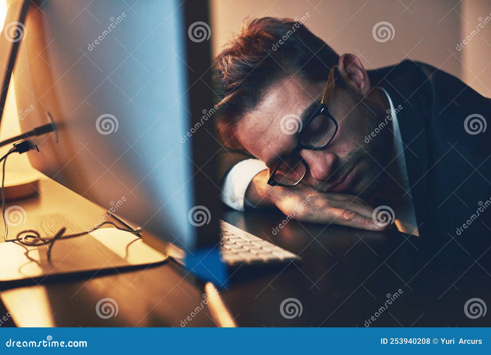 He Fell Asleep At His Desk A Young Businessman Asleep At His Desk