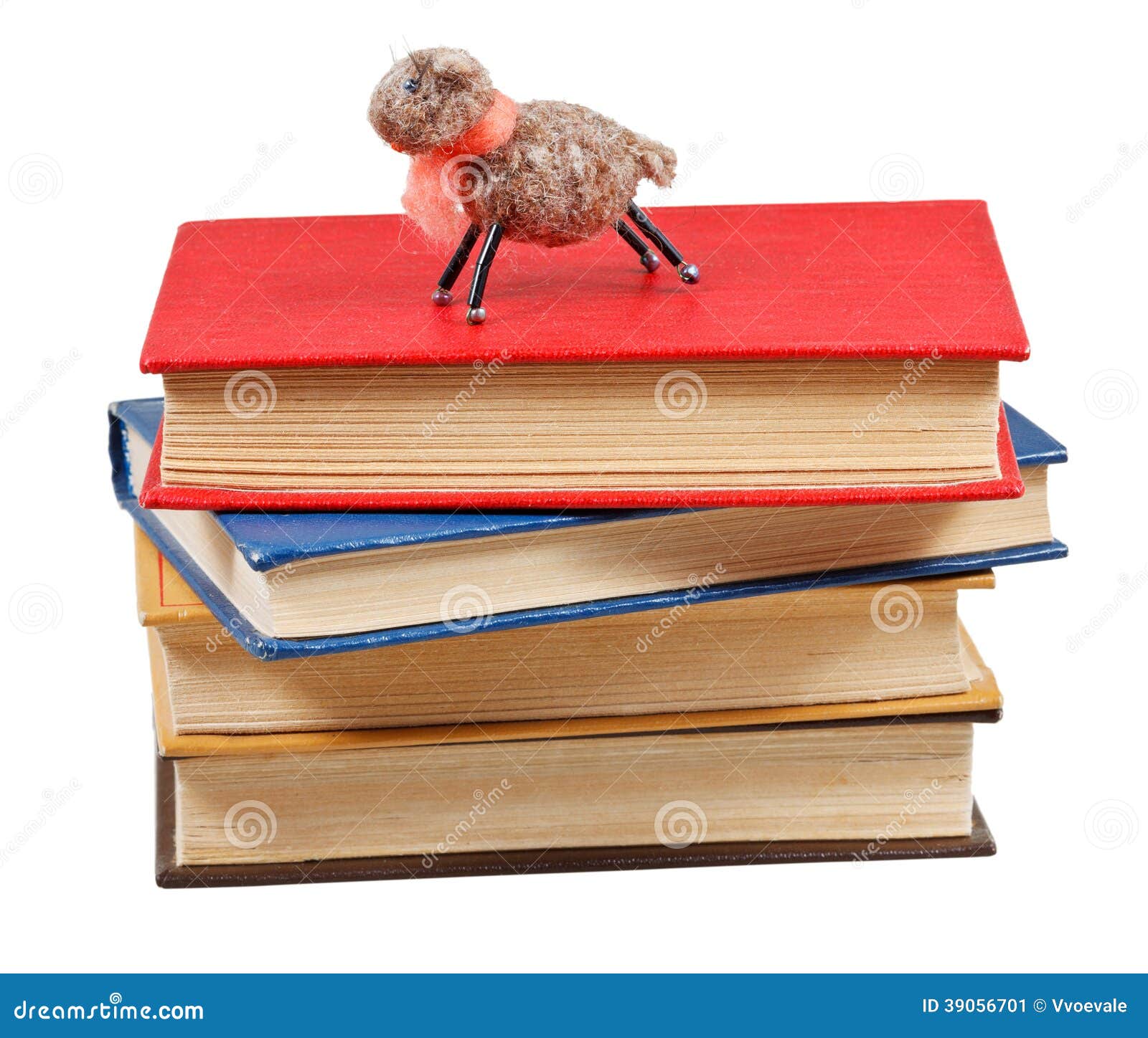 Felt Soft Toy Lamb on Stack of Books Stock Image Image of learning