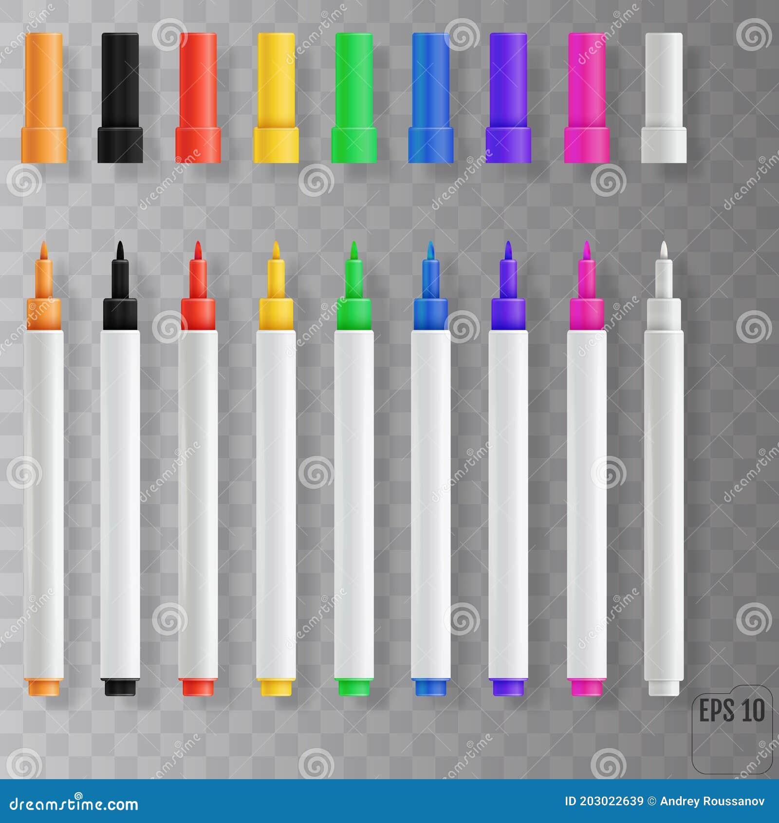 Felt Tip Pens. Colorful Marker Pens Set Stock Vector