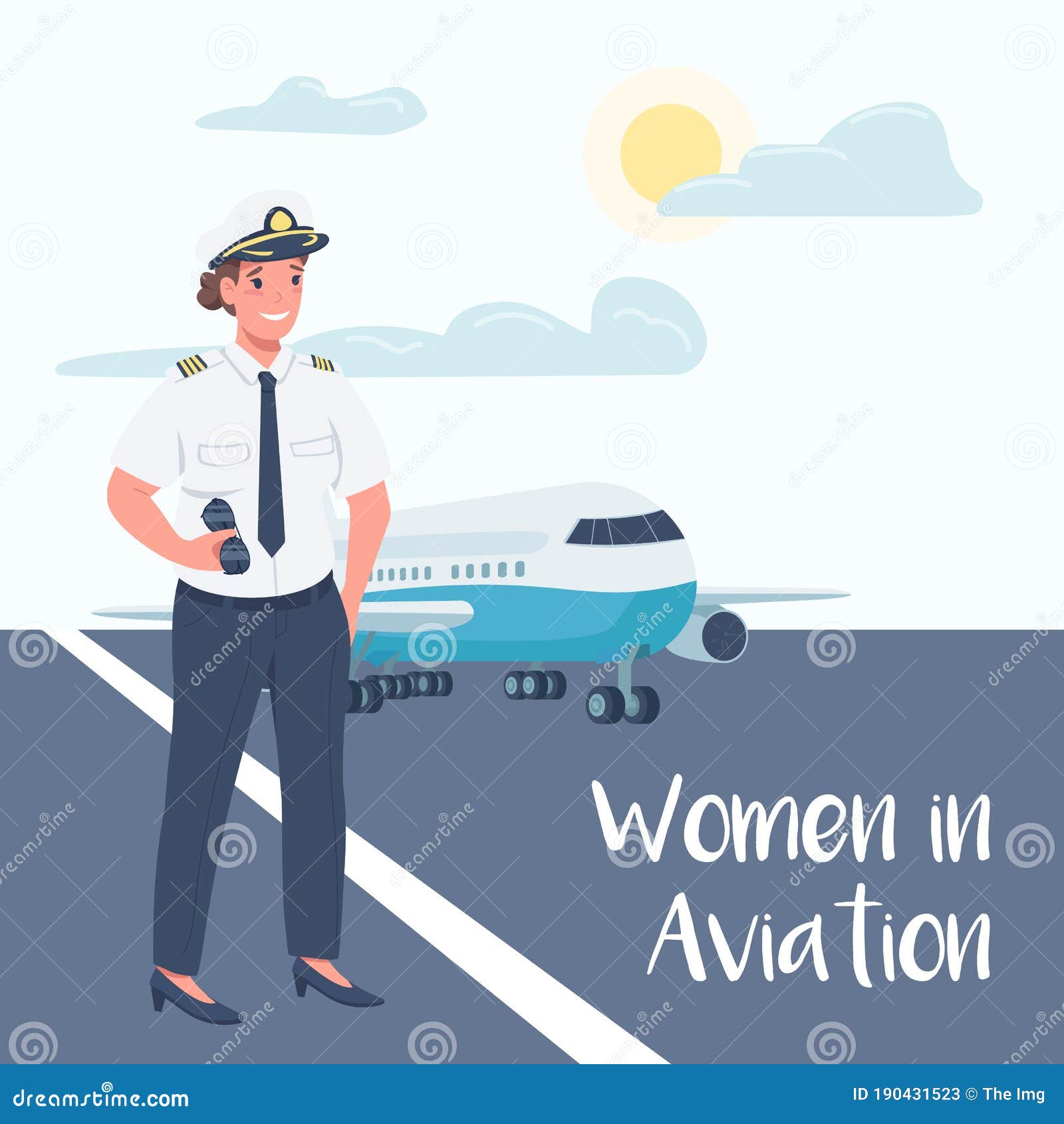 Download Female Airplane Pilot Social Media Post Mockup Stock Vector - Illustration of pilot, industry ...