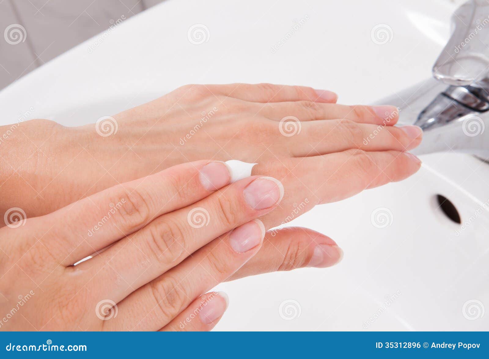 Female Applying Moisturizer To Hand Stock Photo Image of finger