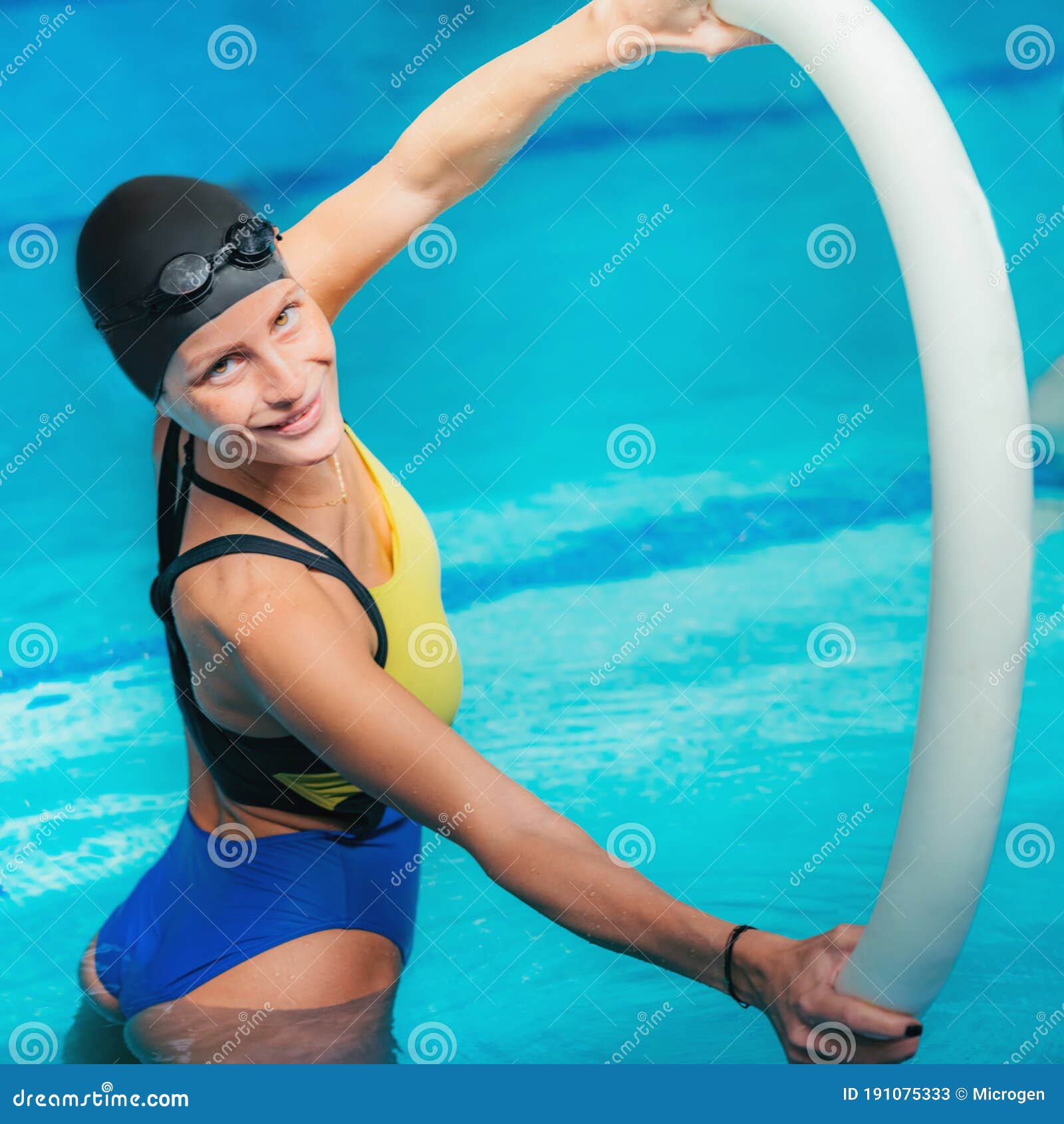 Female Aqua Aerobics Instructor Stock Image Image of physical