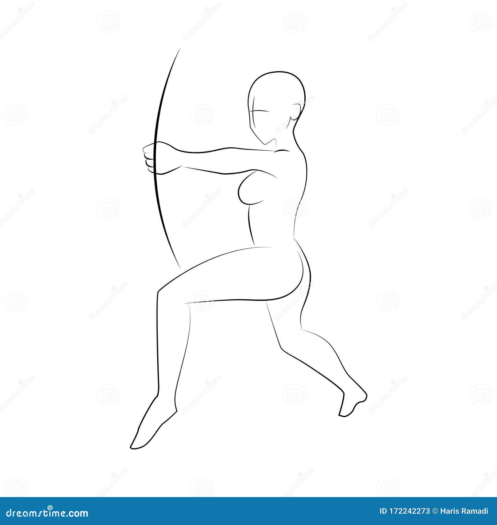 Gesture male archer black and white line art Vector Image