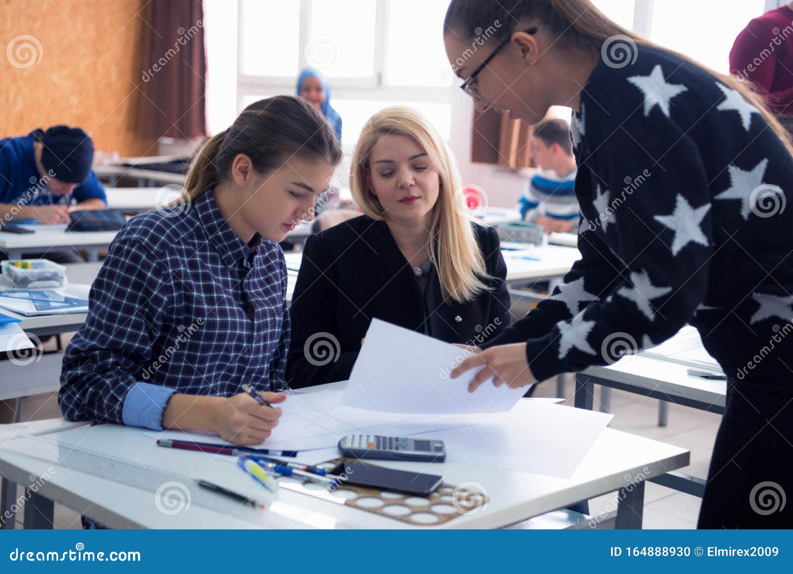Female Architecture Teacher at Work. Female Professor Explain Architectural Projects To Students