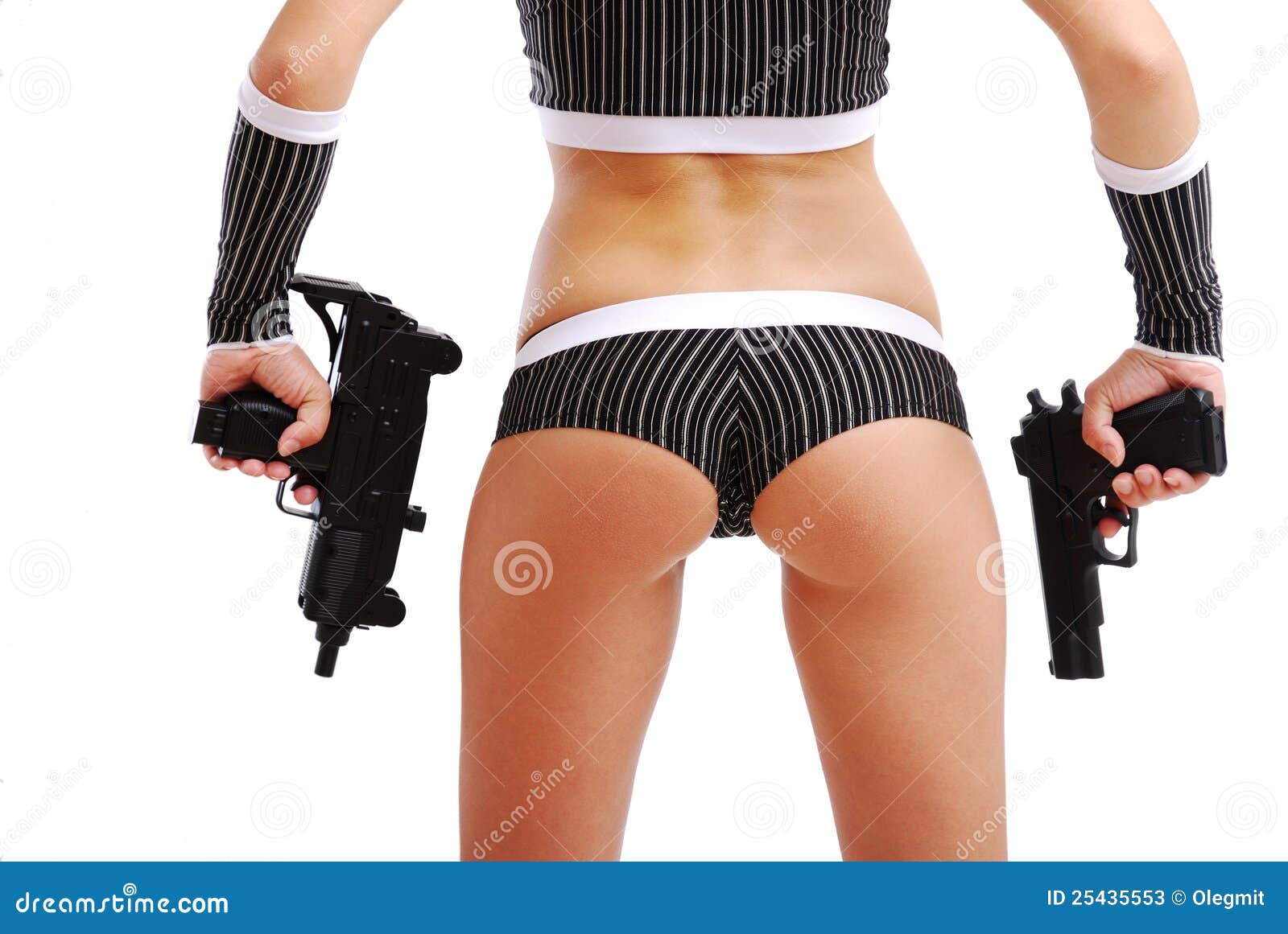 Female Arms with Guns and Body Cut-out. Stock Image - Image of caucasian,  black: 25435553