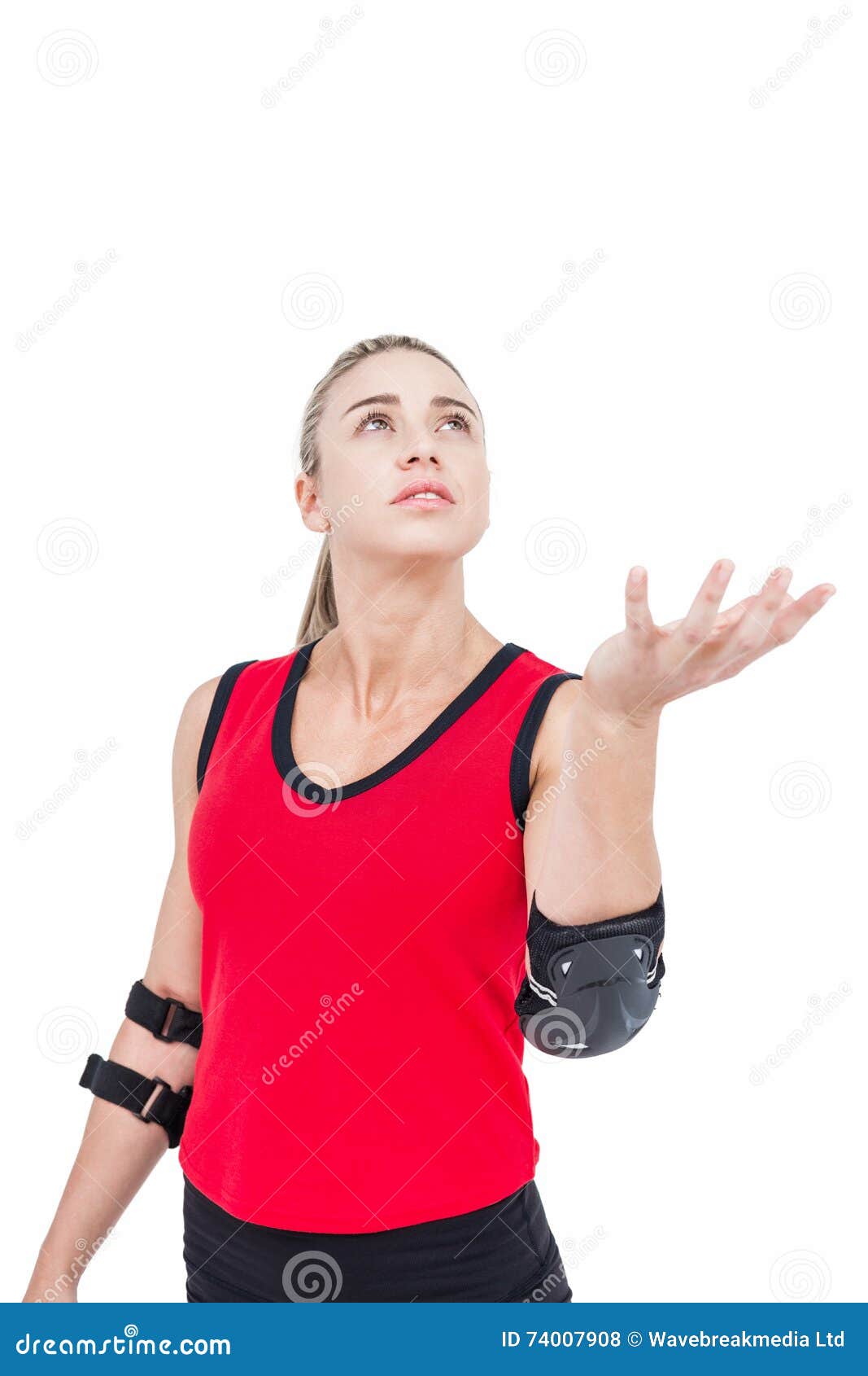Female Athlete with Elbow Pad Throwing Handball Stock Photo Image of