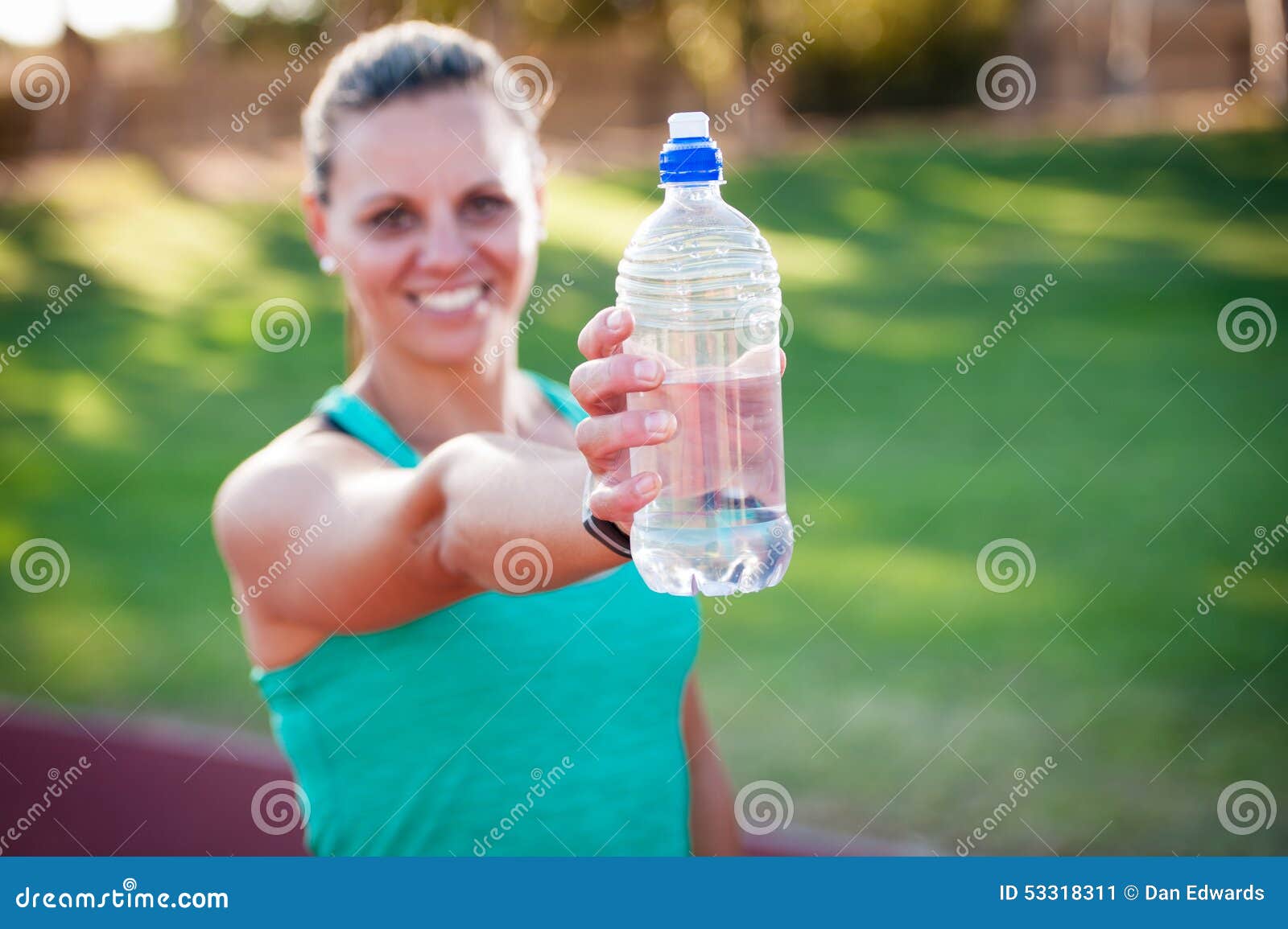 Female Athlete Holding a Water Bottle Stock Image Image of drinking