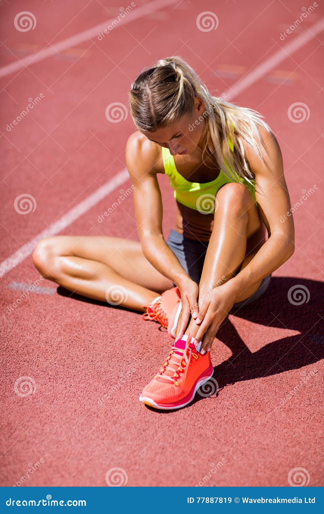 Female Athlete Warming Up on the Running Track Stock Image Image of
