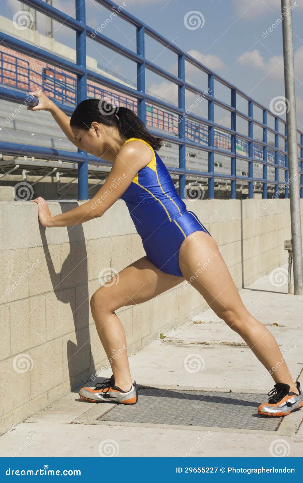 Female Athlete Warming Up in Stadium Stock Image Image of active