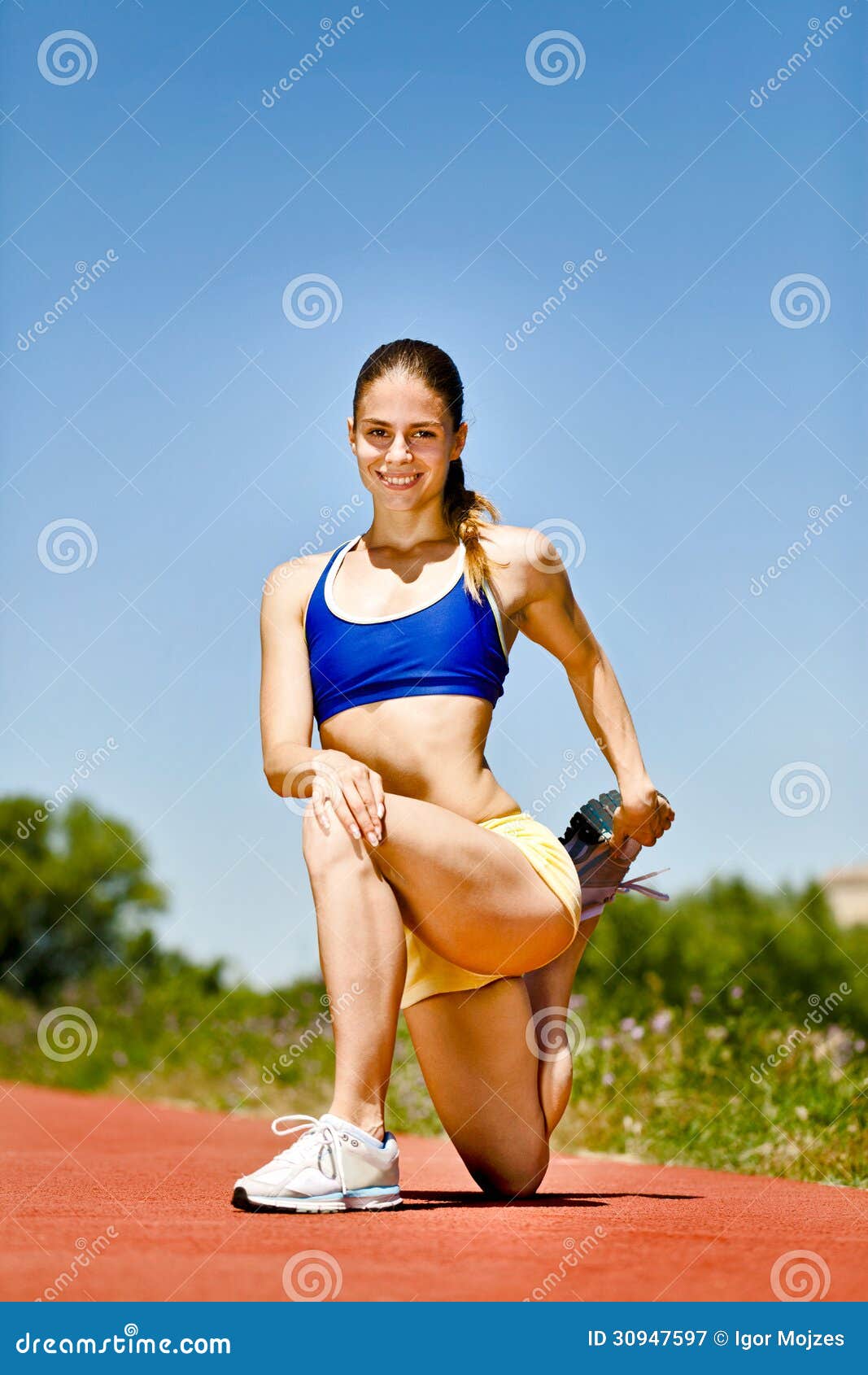 Female athletic stretching stock image. Image of flexibility - 30947597