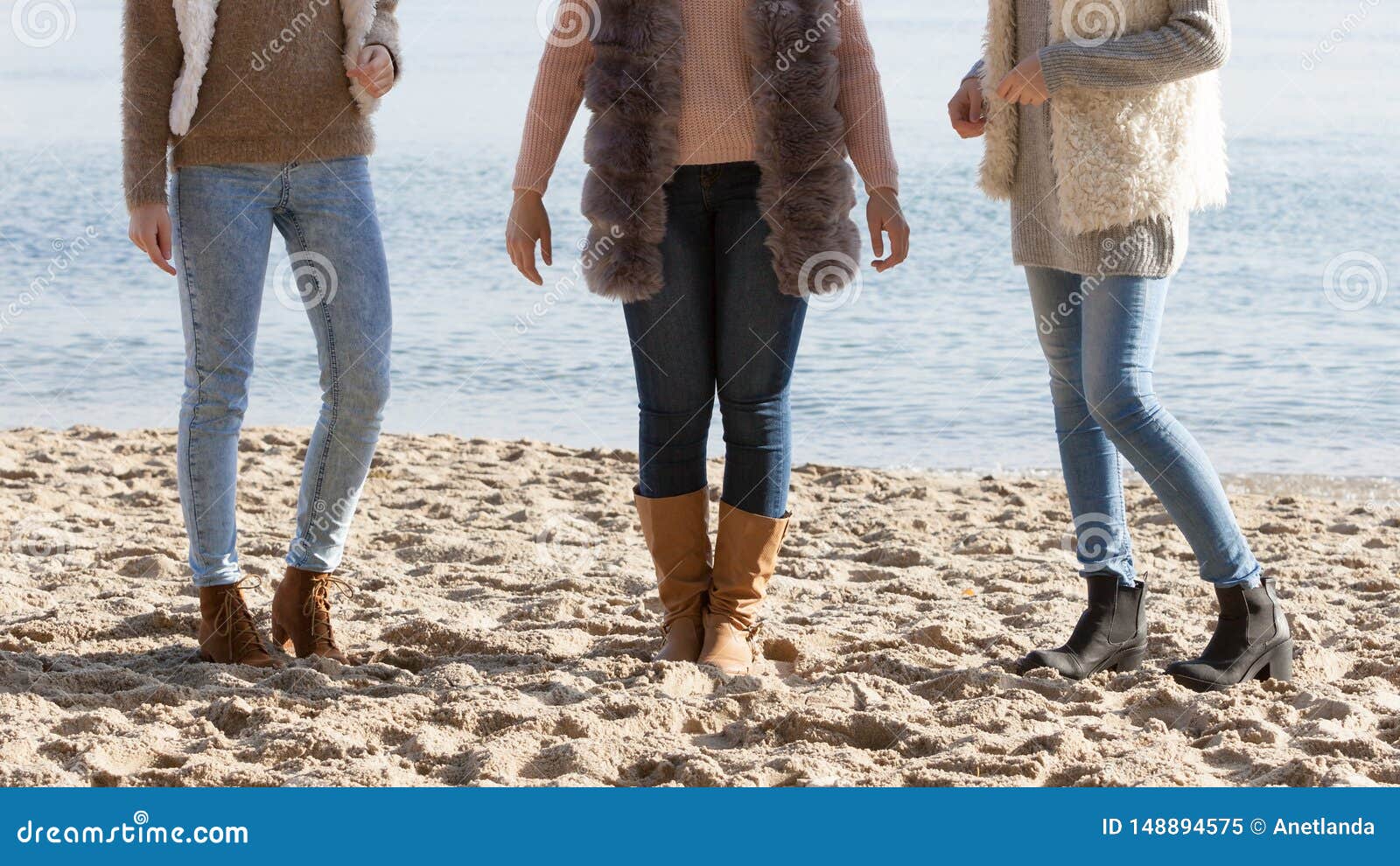 Women Wearing Autum Shoes on Beach Stock Image - Image of outdoors ...