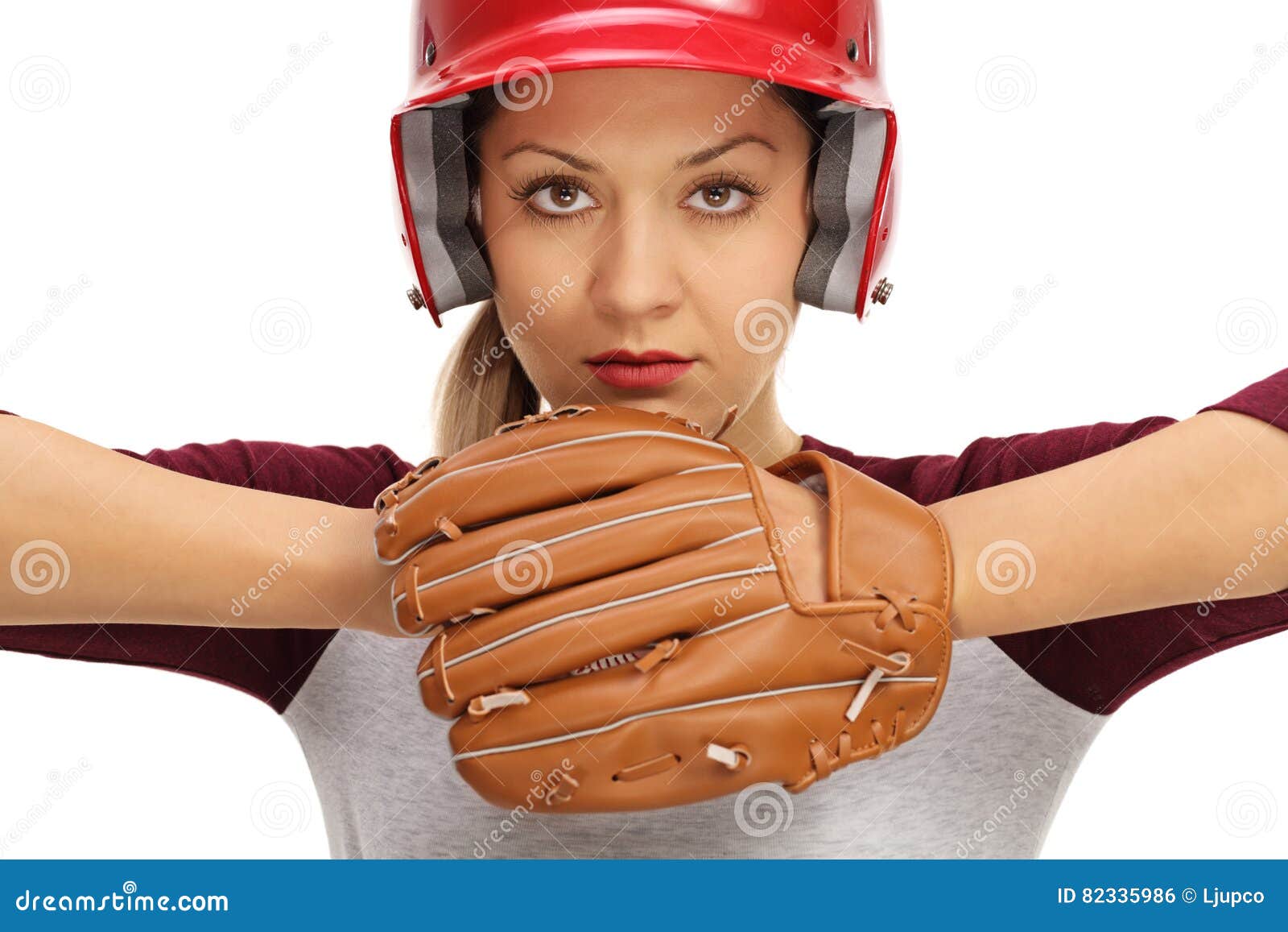 Female Baseball Player Ready To Pitch Stock Photo Image of pitcher