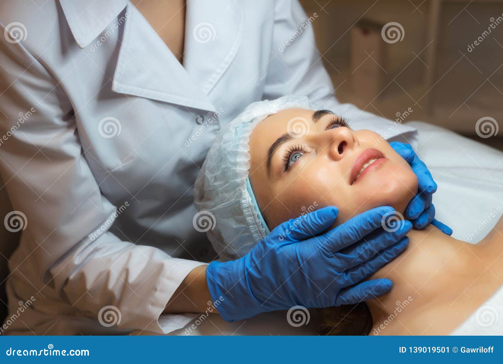 Female Beautician Doctor With Patient In Wellness Center Professional Cosmetologist Make