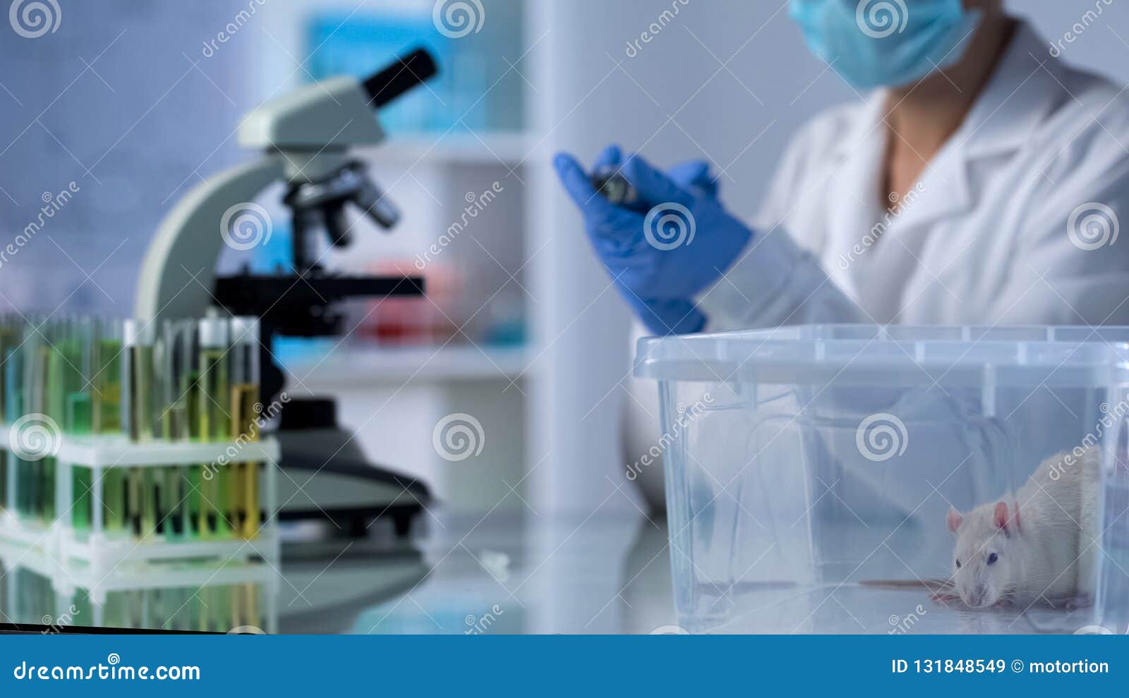 Female Biologist Preparing To Test Medicine on Lab Animal, Vaccine  Development Stock Image - Image of observation, laboratory: 131848549