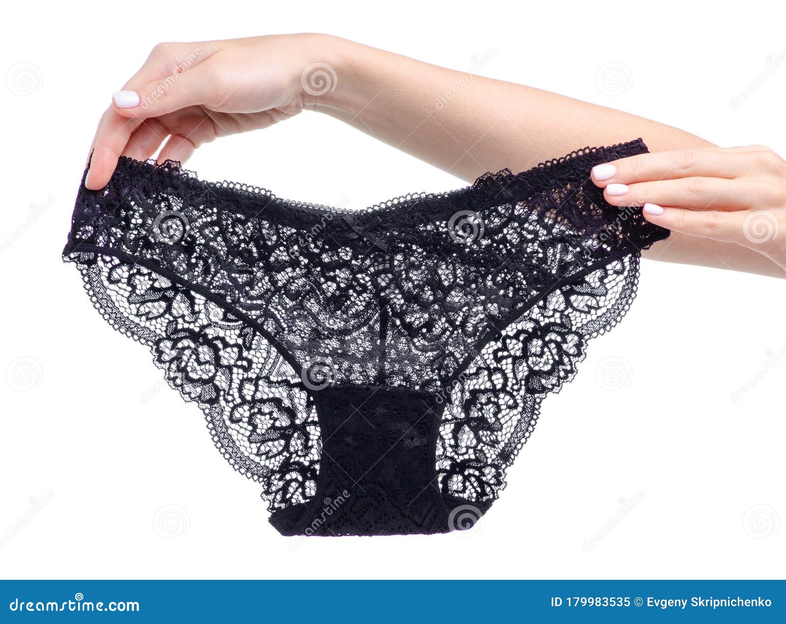Female Black Lace Panties in Hand Stock Image - Image of apparel ...