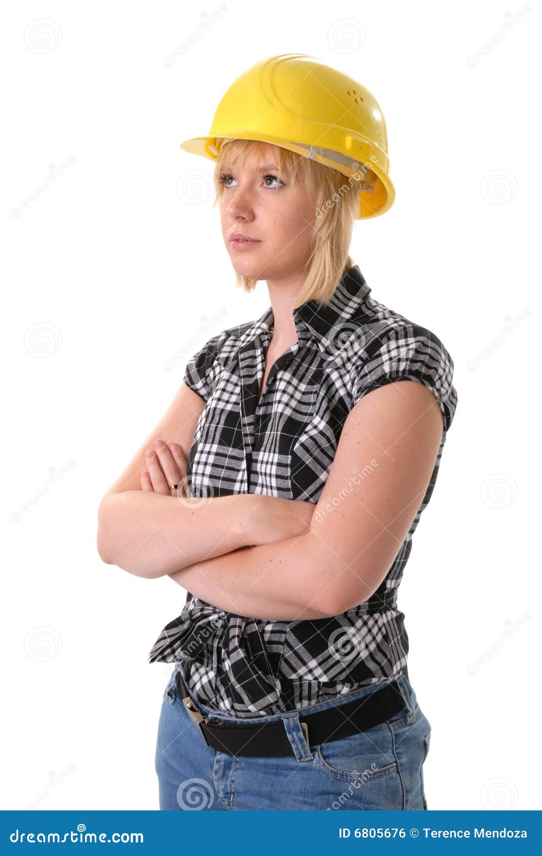 Female Blond Construction Worker in Hard Hat Stock Photo Image of