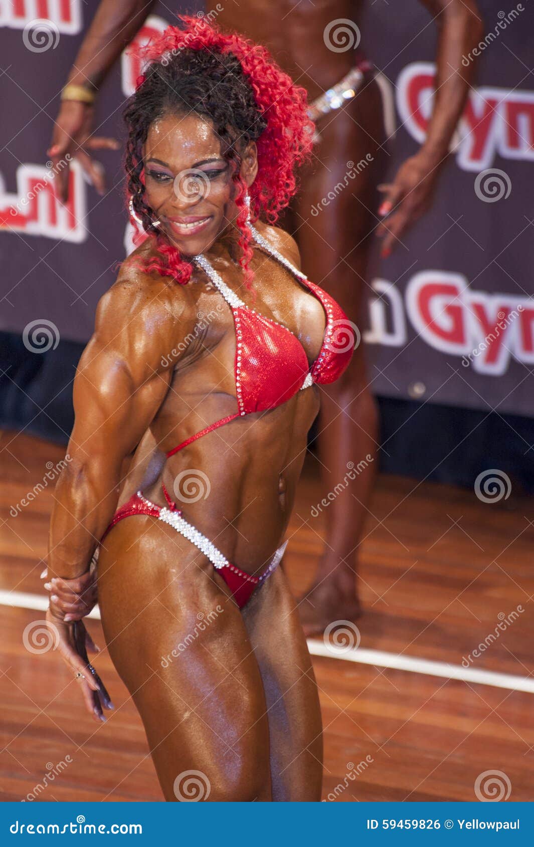 Female Bodybuilder in Abdominals and Thigs Pose and Red Bikini Editorial  Image - Image of adult, biceps: 62859435