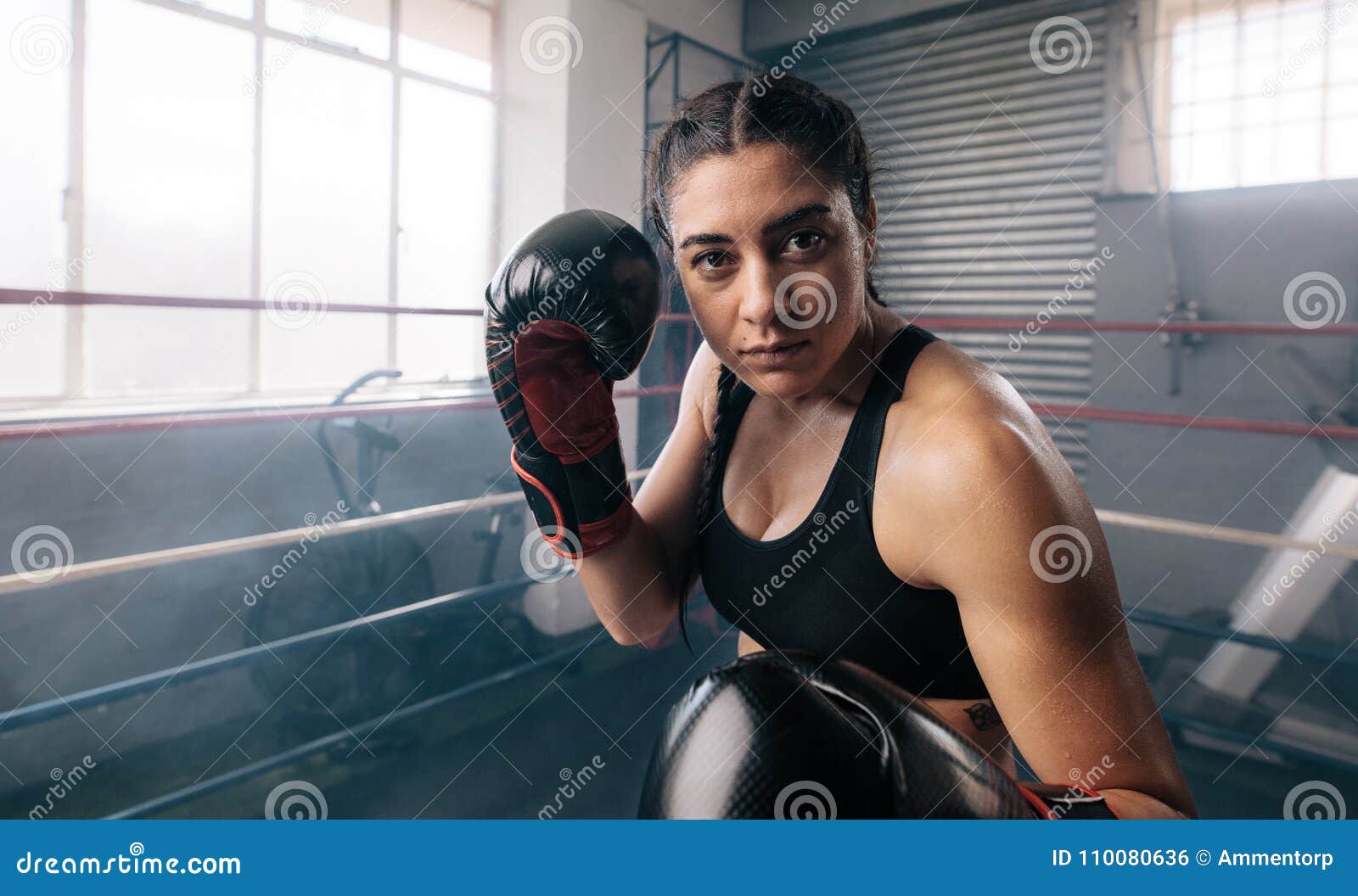 Female Boxer Training Inside a Boxing Ring Stock Photo Image of boxer