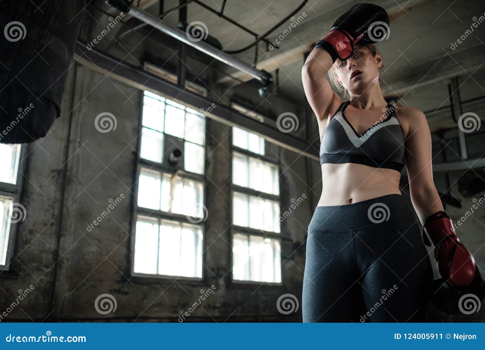 Female Boxer Preparing for Training in Boxing Club Stock Image Image