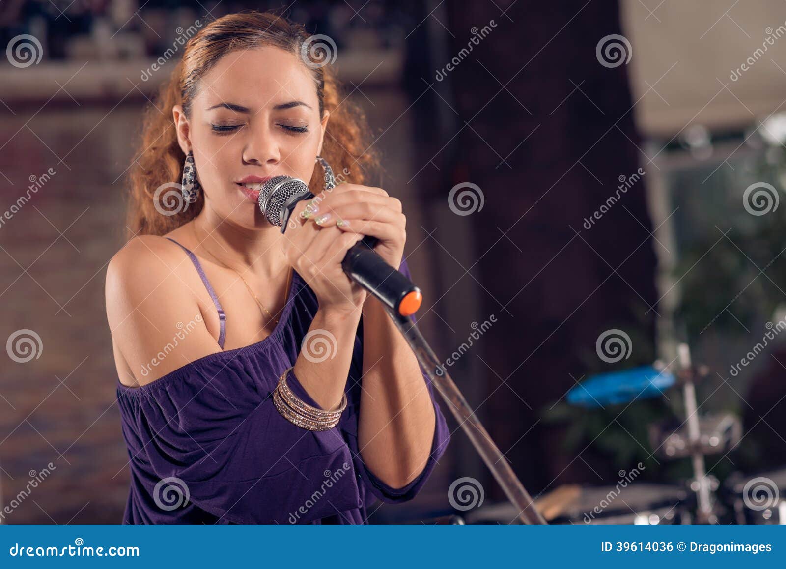 Female brunette singer stock photo. Image of feminine - 39614036