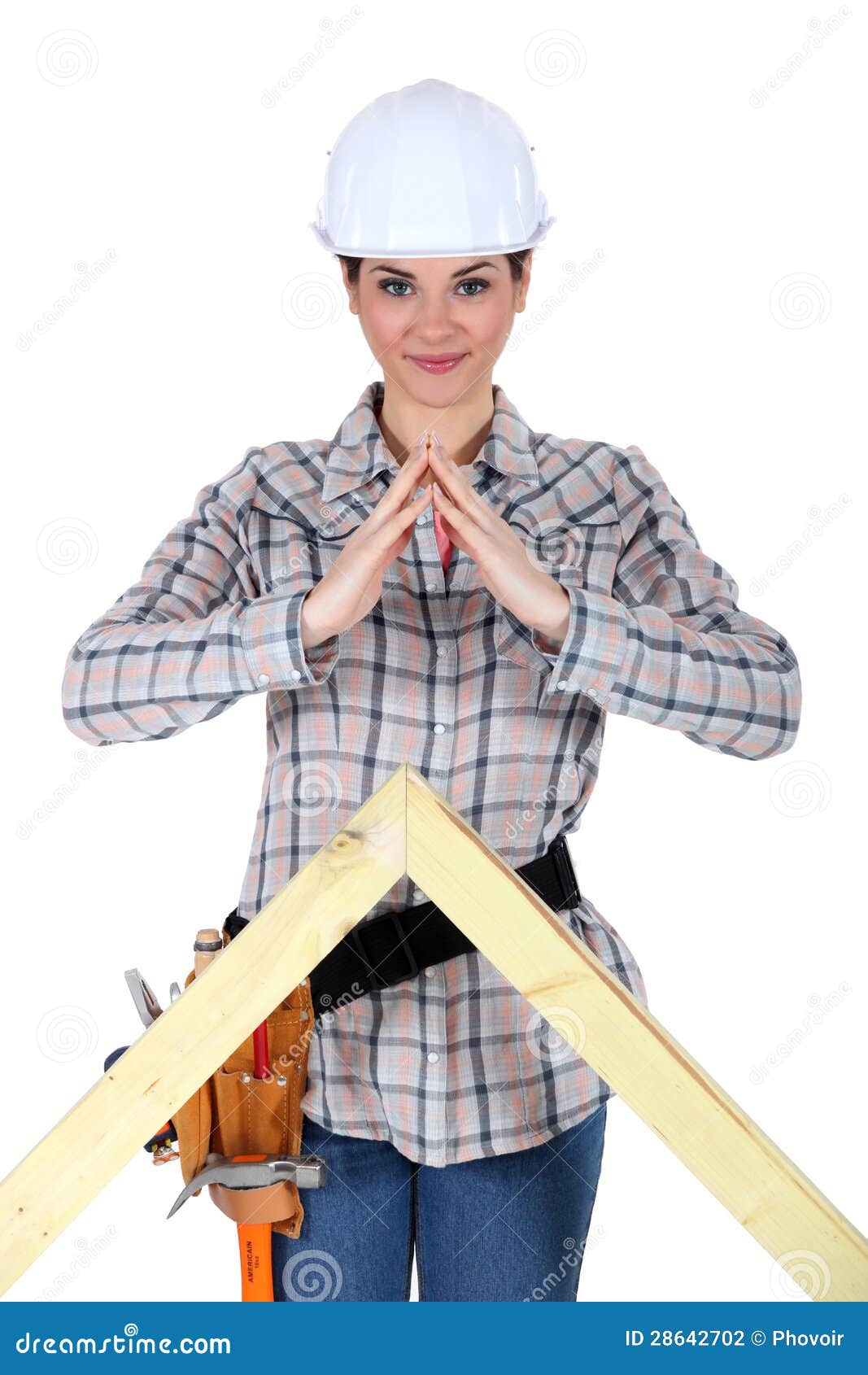 female builder with a timber apex
