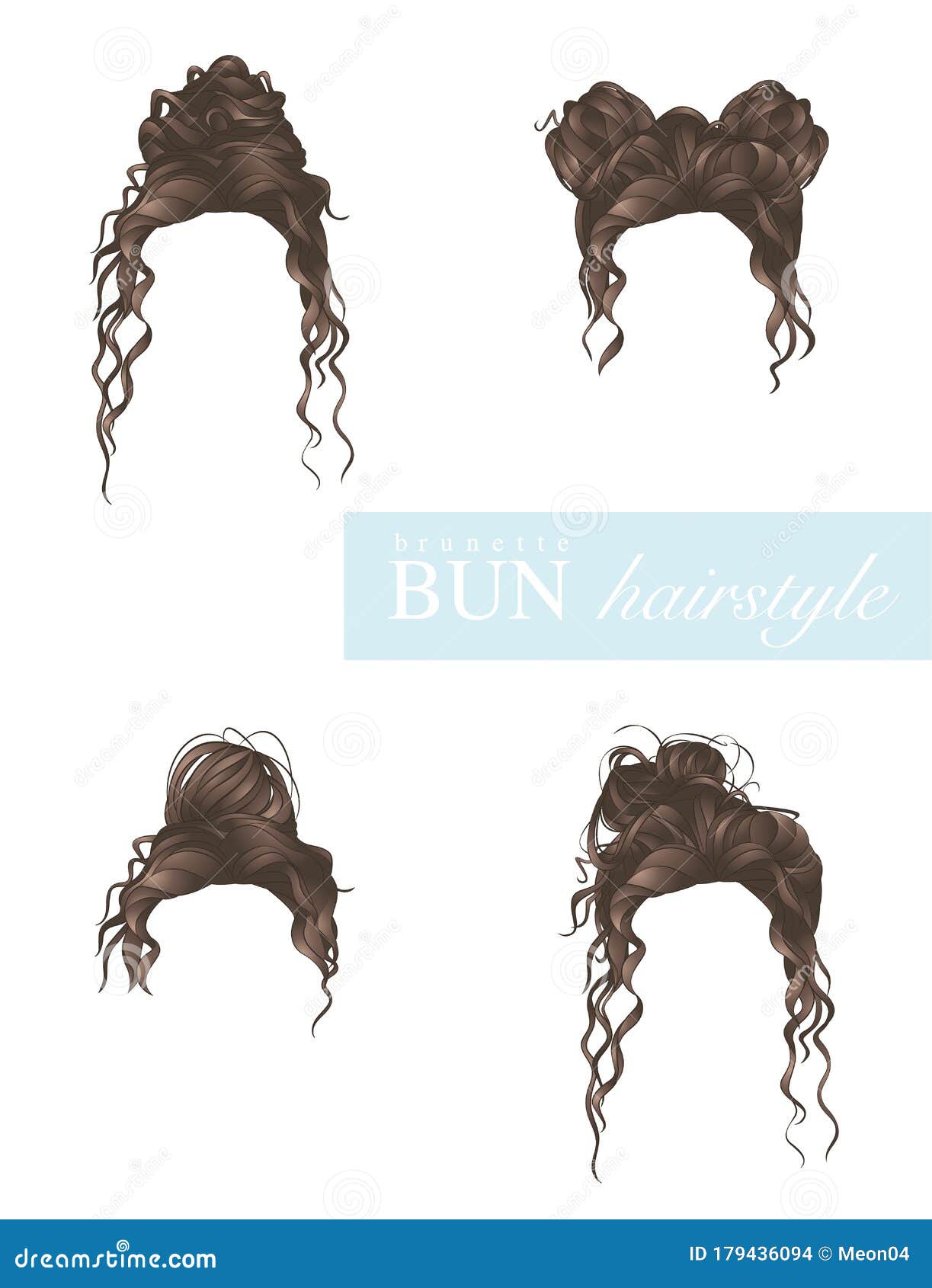 Female Bun Hairstyles Set on White Background Stock Vector - Illustration  of hairstyle, elegant: 179436094