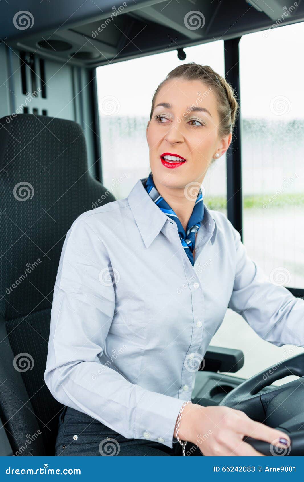 Female Bus Driver In Drivers Seat Stock Image Image Of Public Transport 66242083 