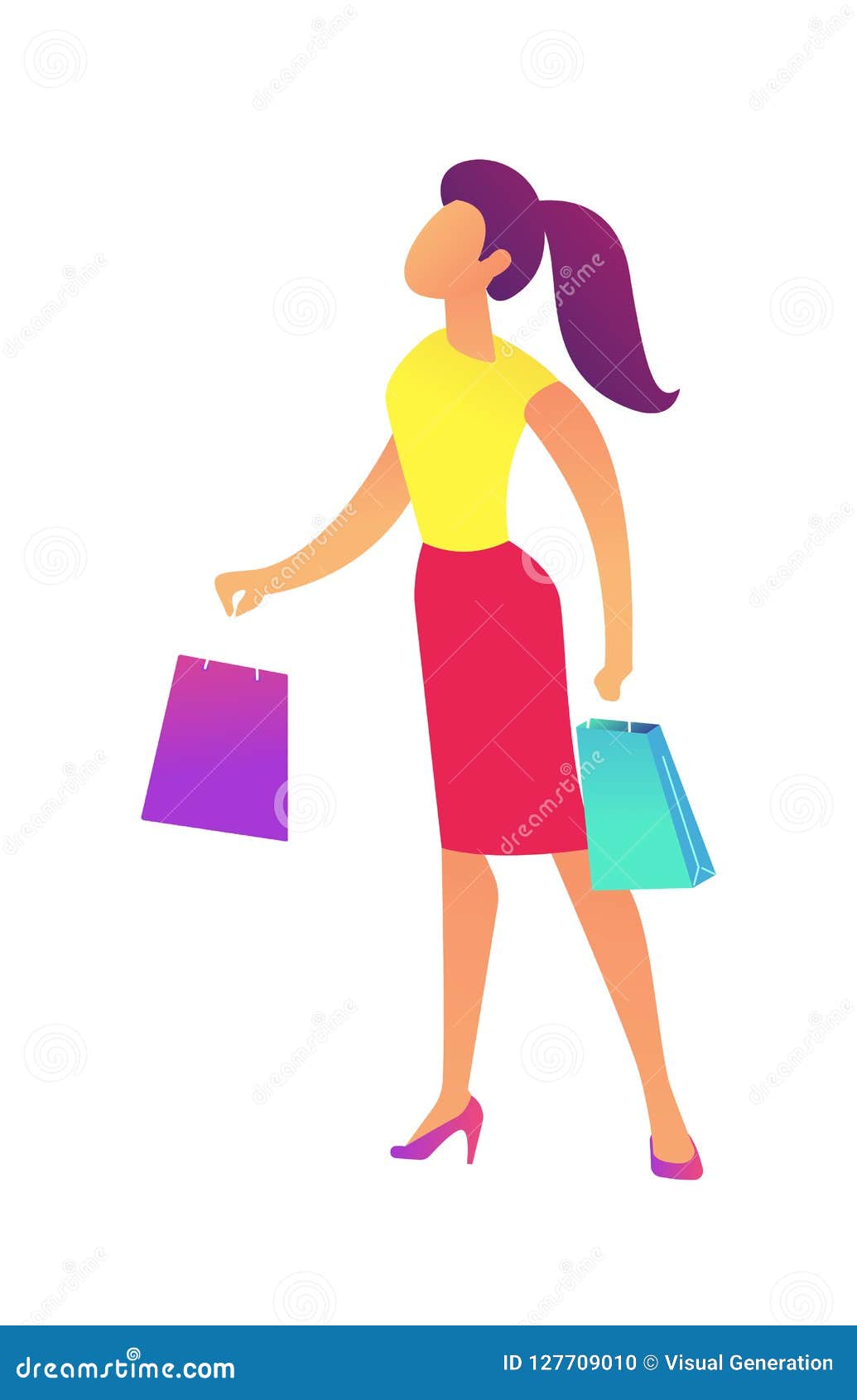 Female Buyer with Shopping Bags Vector Illustration Stock Vector ...