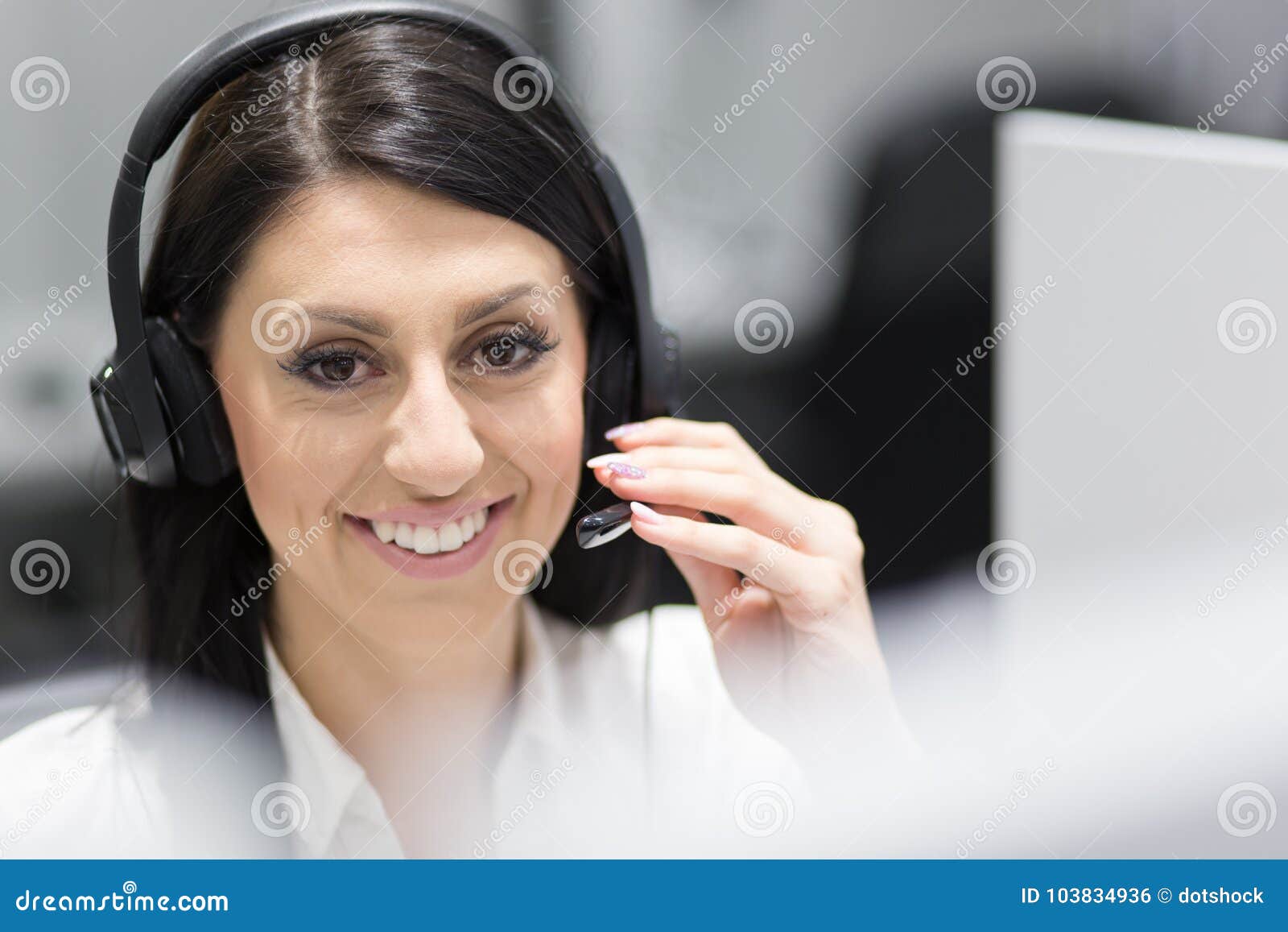 Female Call Centre Operator Doing Her Job Stock Photo Image of agent