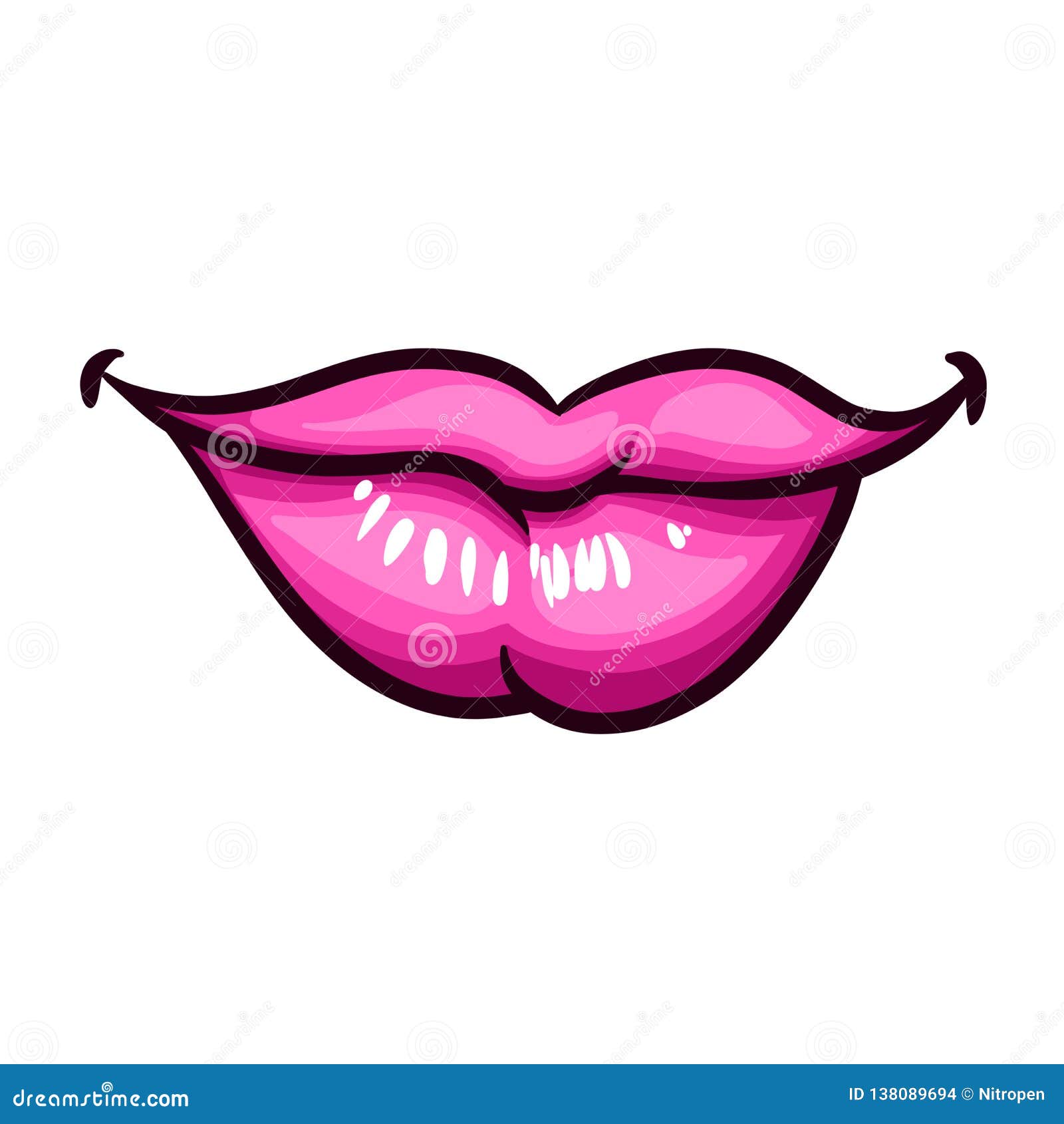 Female Cartoon Lips with a Smile Stock Vector - Illustration of retro, lips:  138089694