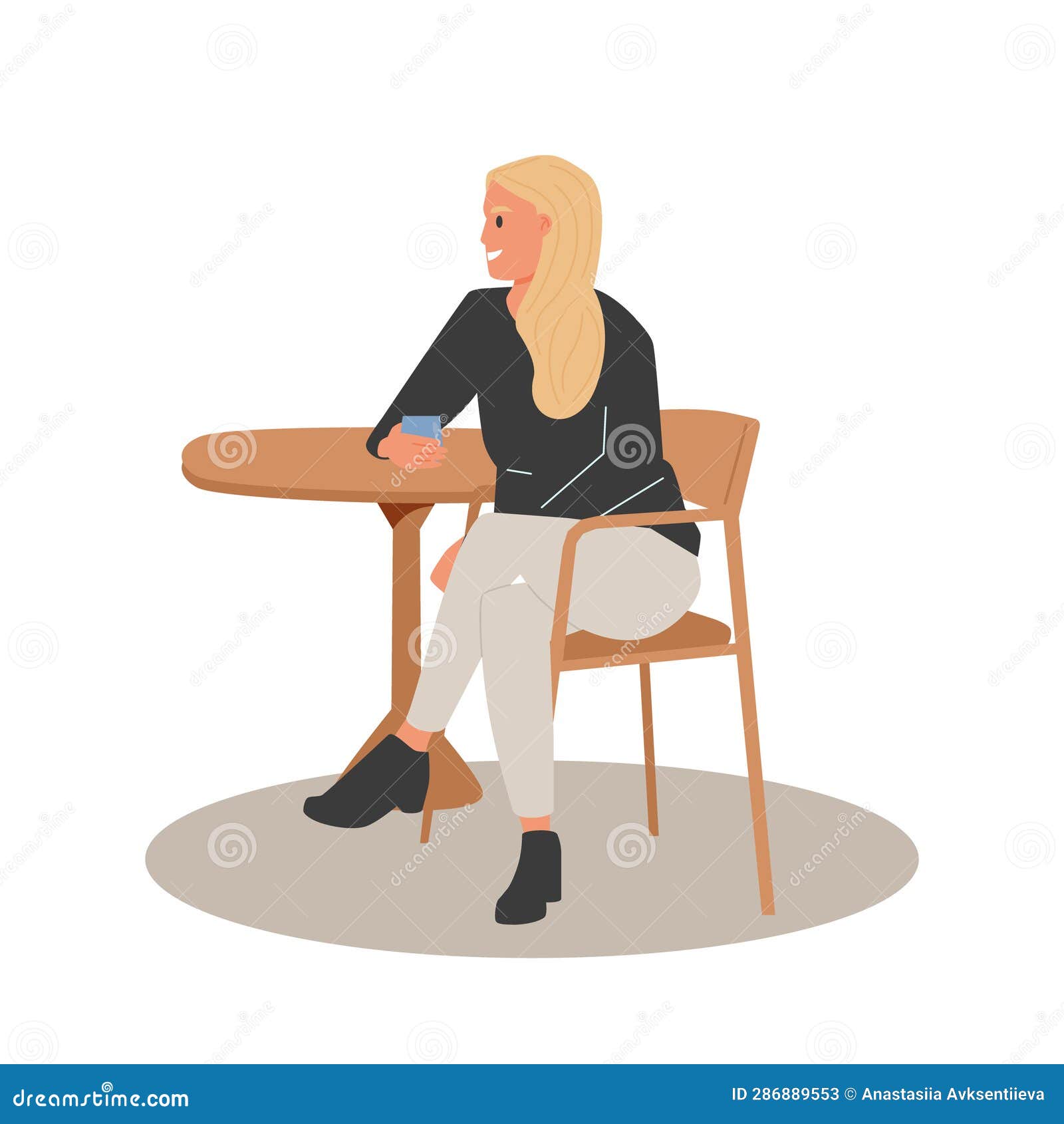 African girl friends chat online. Girl sitting in a chair in front of a  laptop and speaks with friend. Video conference, online chat concept.  Working or online meeting from home. Vector illustration.