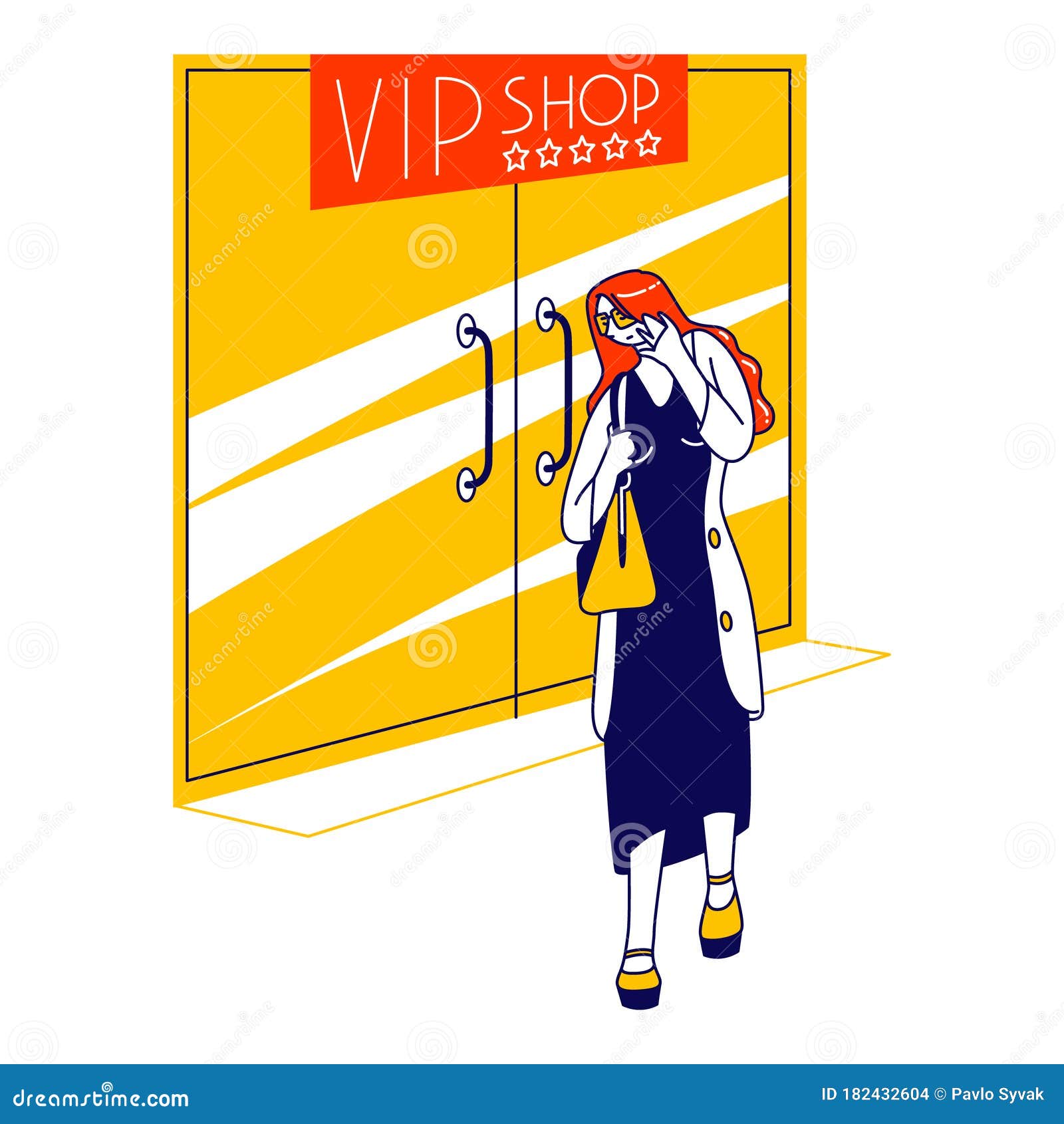 Female Character Leaving Vip Shop Hiding Face From Paparazzi