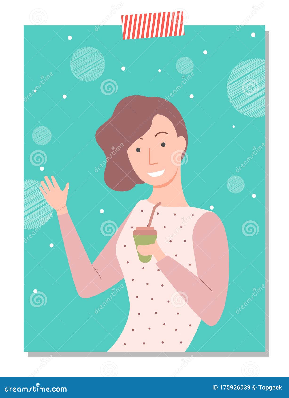 Download Woman Drinking Coffee From Plastic Cup Vector Stock Vector ...