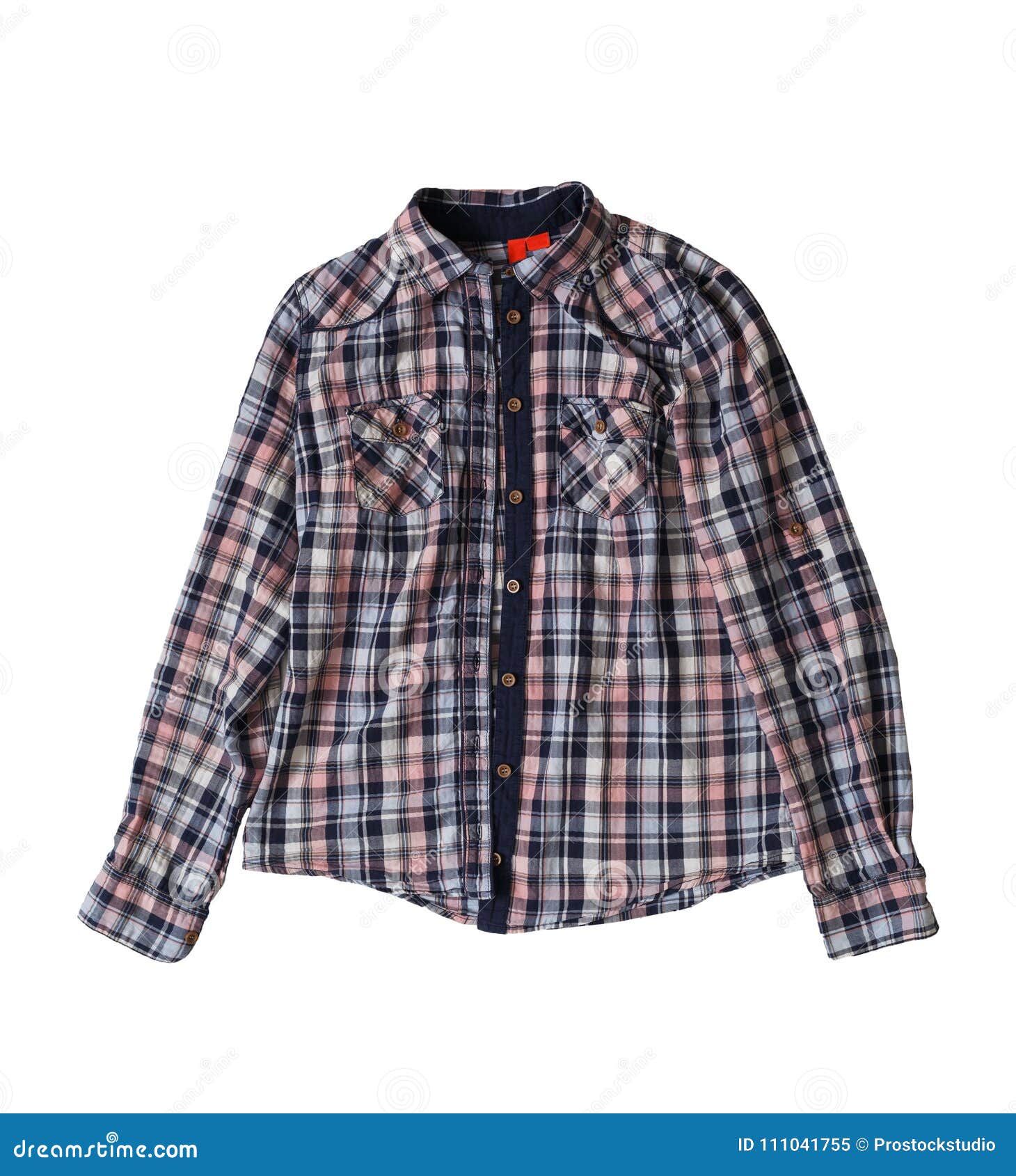 Female Checkered Shirt, Isolated on White Stock Image - Image of long ...