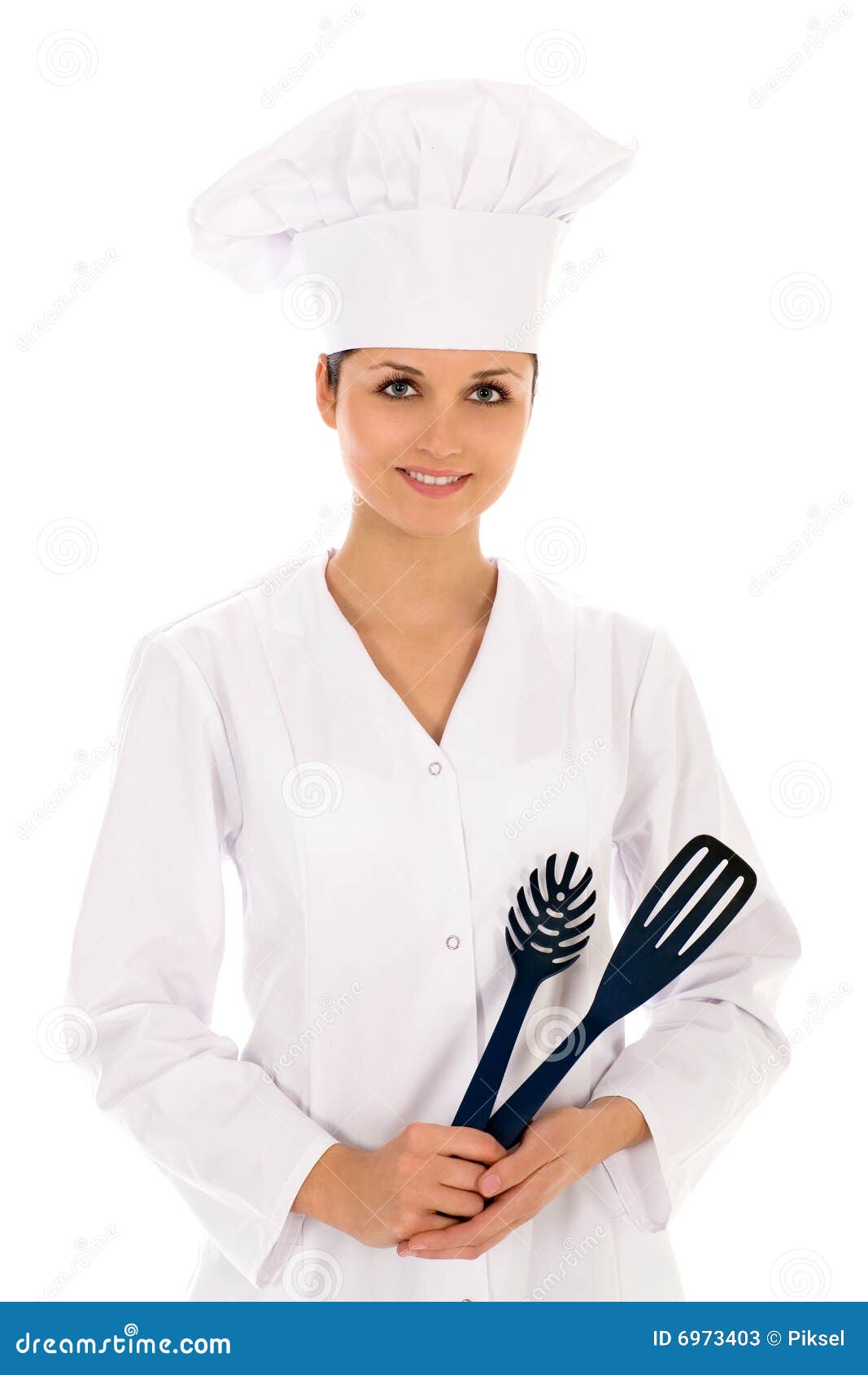 Female chef stock image. Image of standing, employee, uniform 6973403
