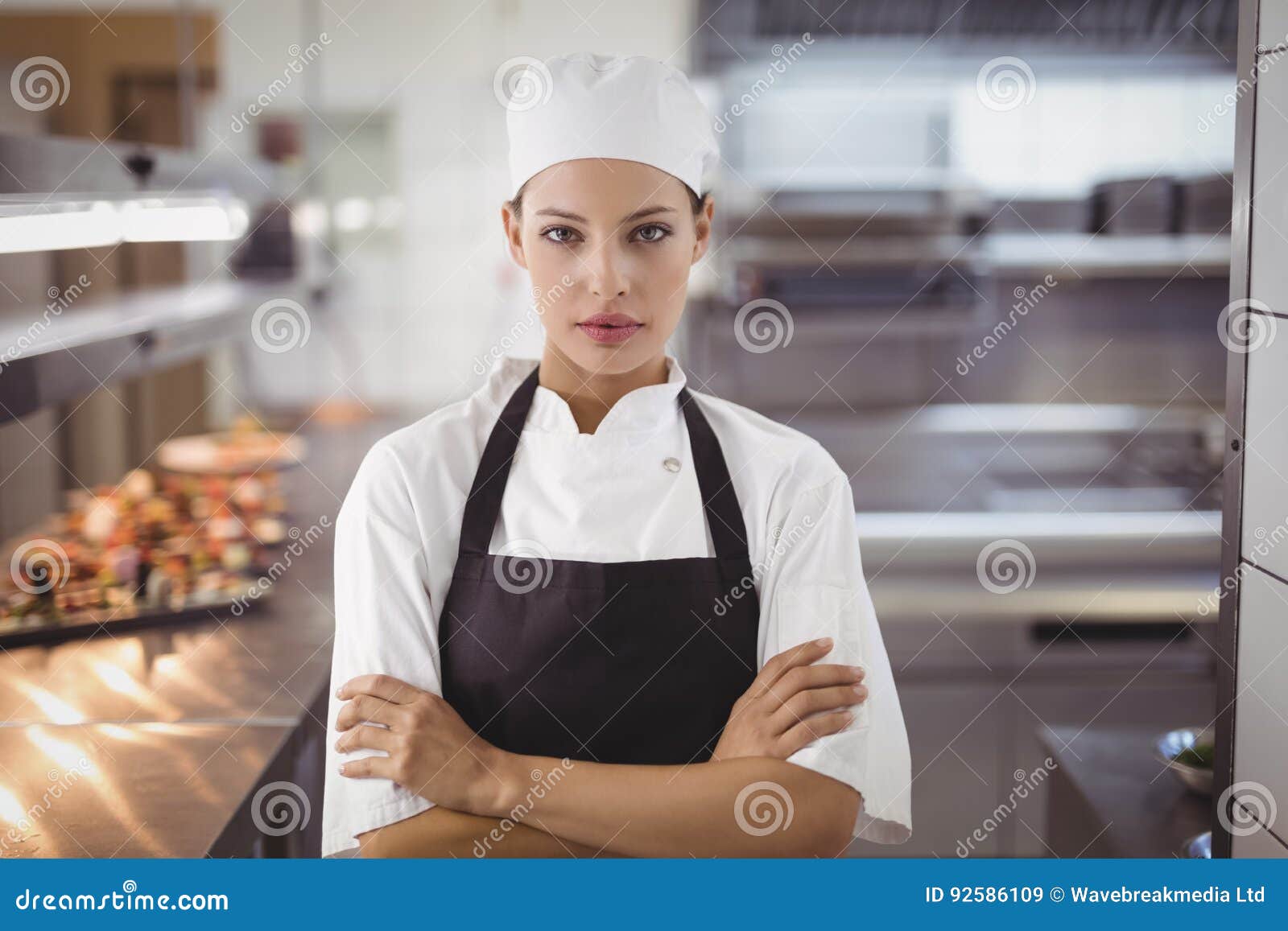 Female Chef Standing in the Commercial Kitchen Stock Image Image of