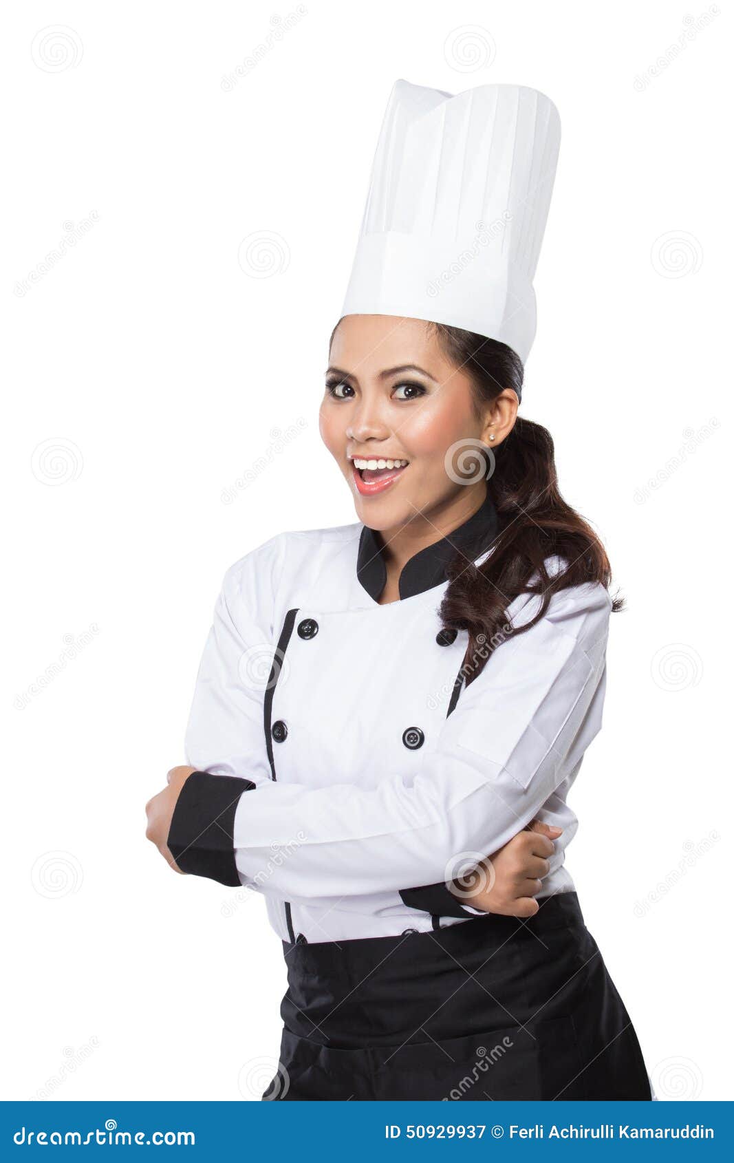Female Chef in a Traditional Hat and Coat Stock Image Image of