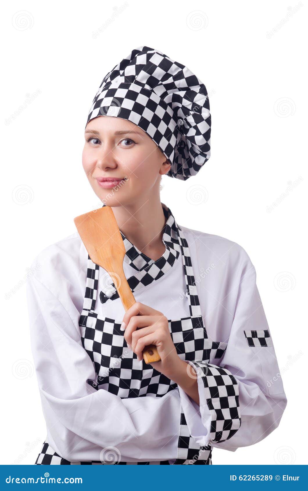 The Female Chef in Uniform Isolated on White Stock Image Image of culinary, preparation 62265289