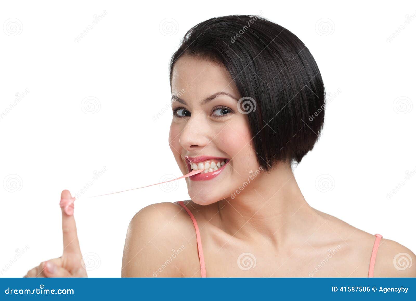 Female and chewing gum stock photo. Image of female, draw 41587506