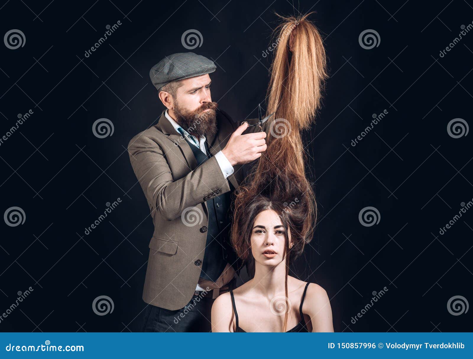 Female Client Getting Haircut by Hairdresser. Woman Visiting ...