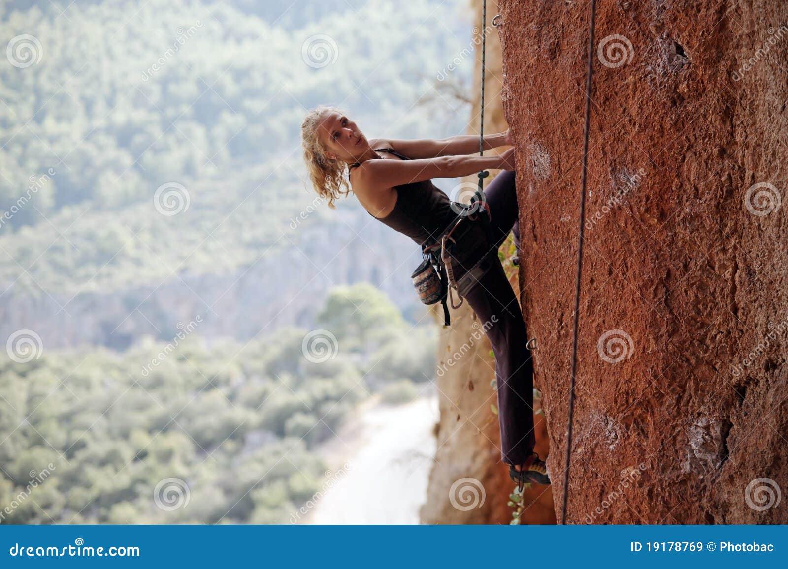Female Climber Prepearing To the Next Move Stock Image Image of alone