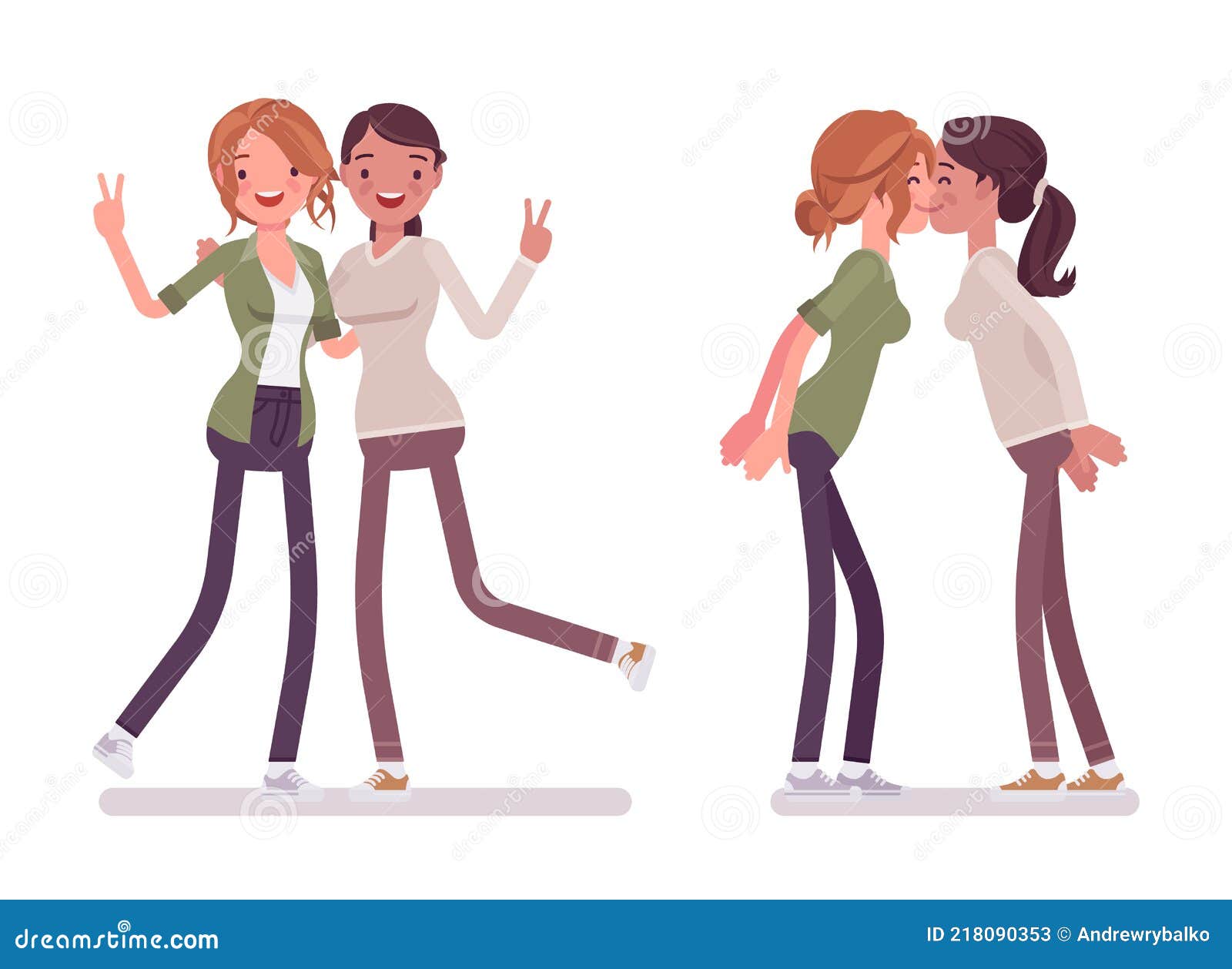 Female Close Friends Greeting Stock Vector - Illustration of motivate ...