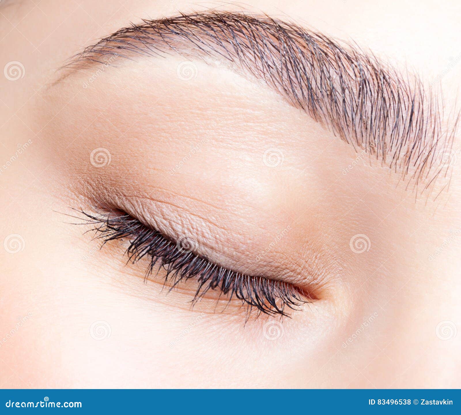 female closed eye and brows with day makeup