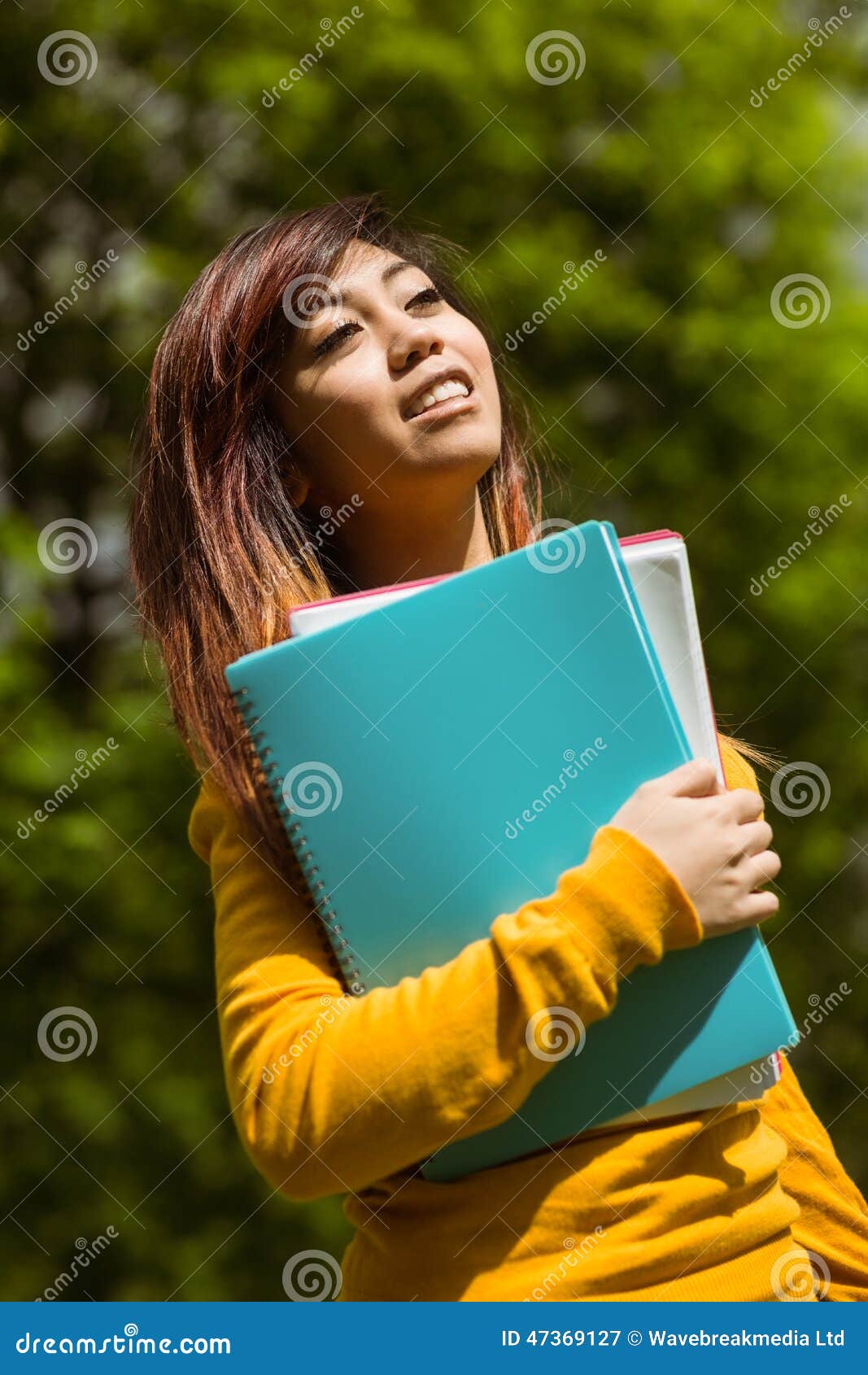 Female College Student With Books In Park Stock Image Image Of