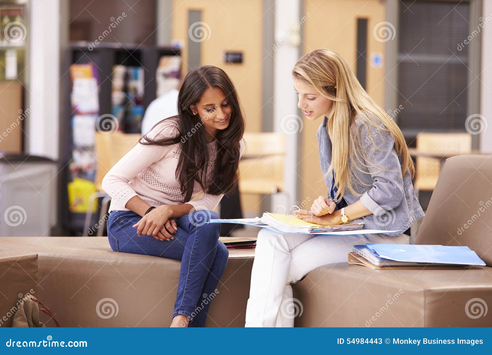 female college student working with mentor